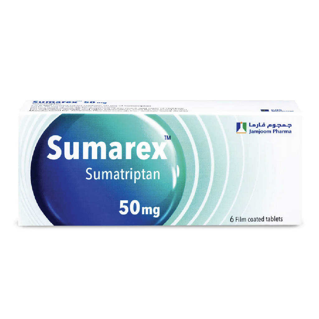 Sumarex, Sumatriptan 50mg Tablets, Migraine relief medication, 6 tablets