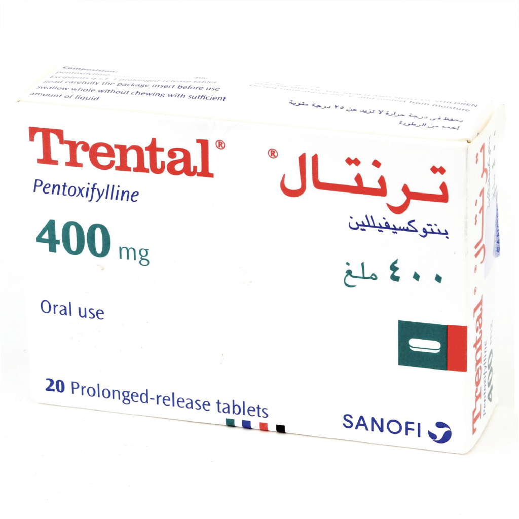 Trental Pentoxifylline 400mg 20 Tablets