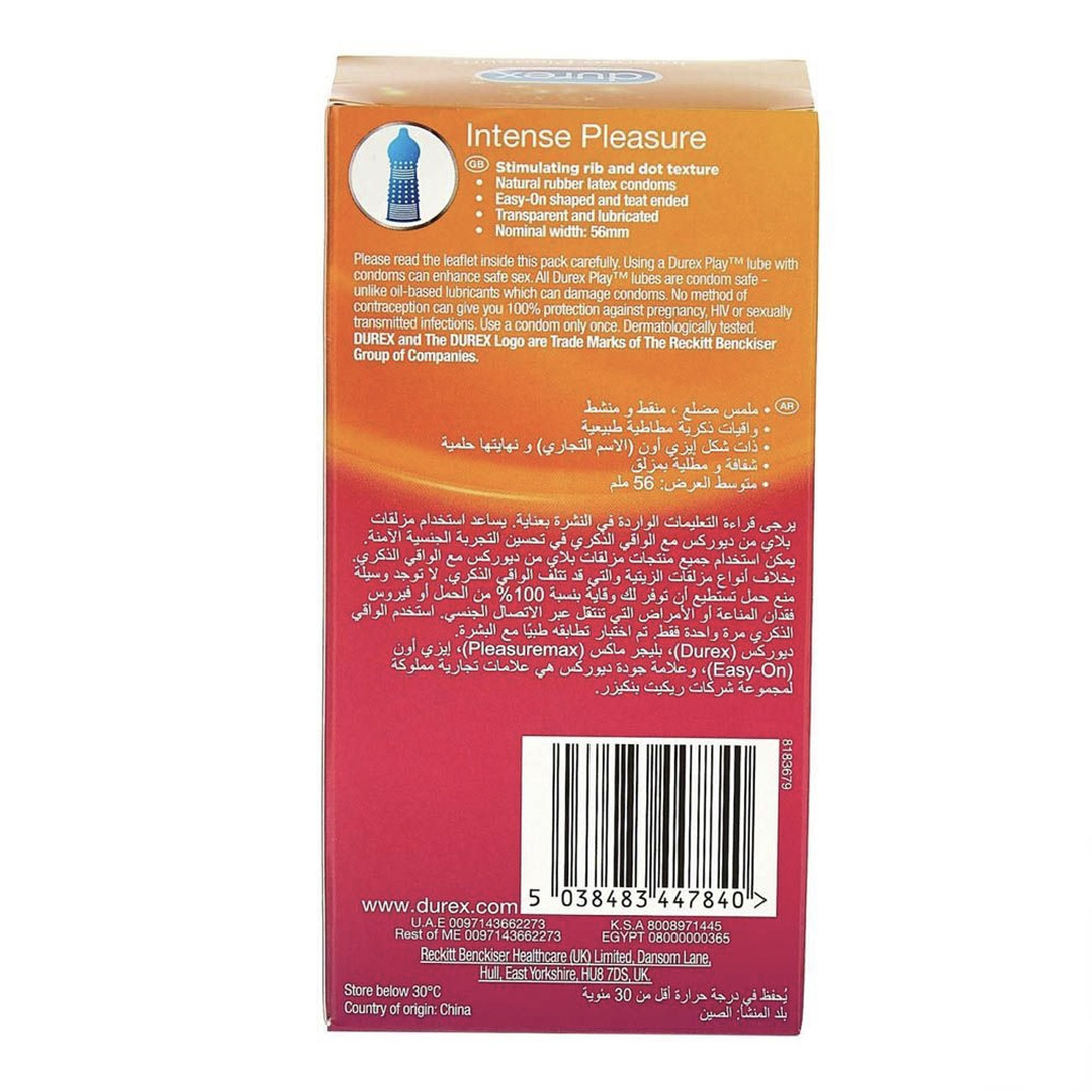 Durex Intense Pleasure Max Cond 12'S