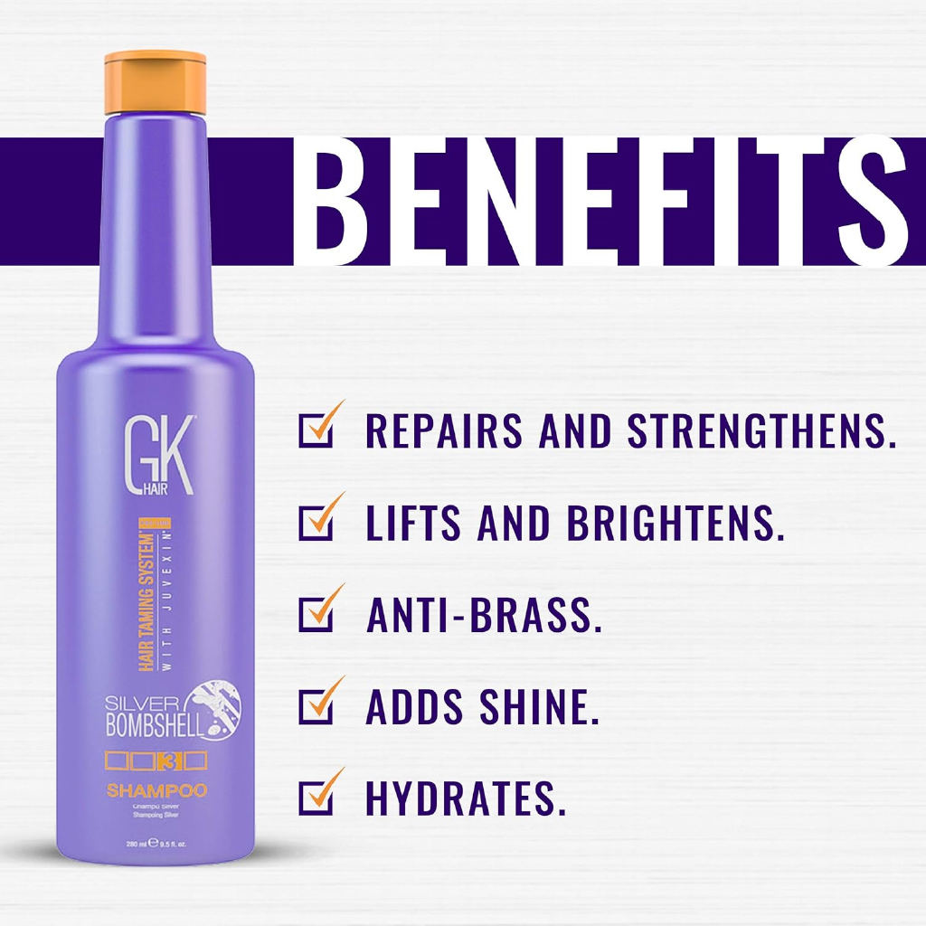 GK, Silver Bombshell Shampoo, Volumizing shampoo for shiny hair, 280ml