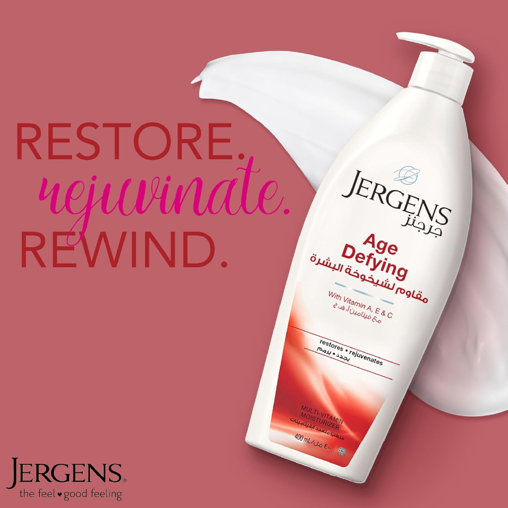 Jergens, Age defying lotion, Anti-aging moisturizing body lotion with firming benefits, 200 ml