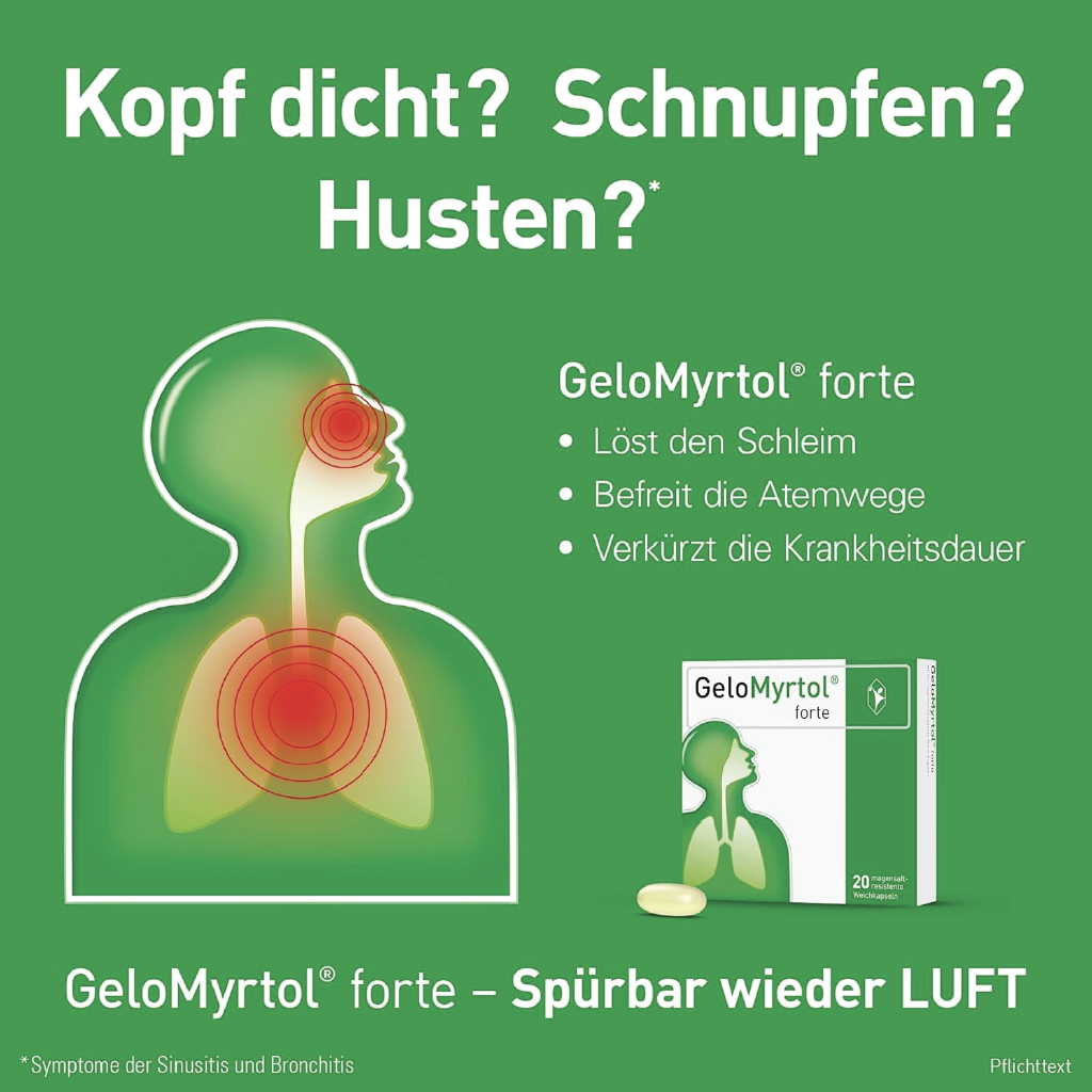 GeloMyrtol Forte, 300mg Capsules, Herbal remedy for respiratory health, 20 capsules