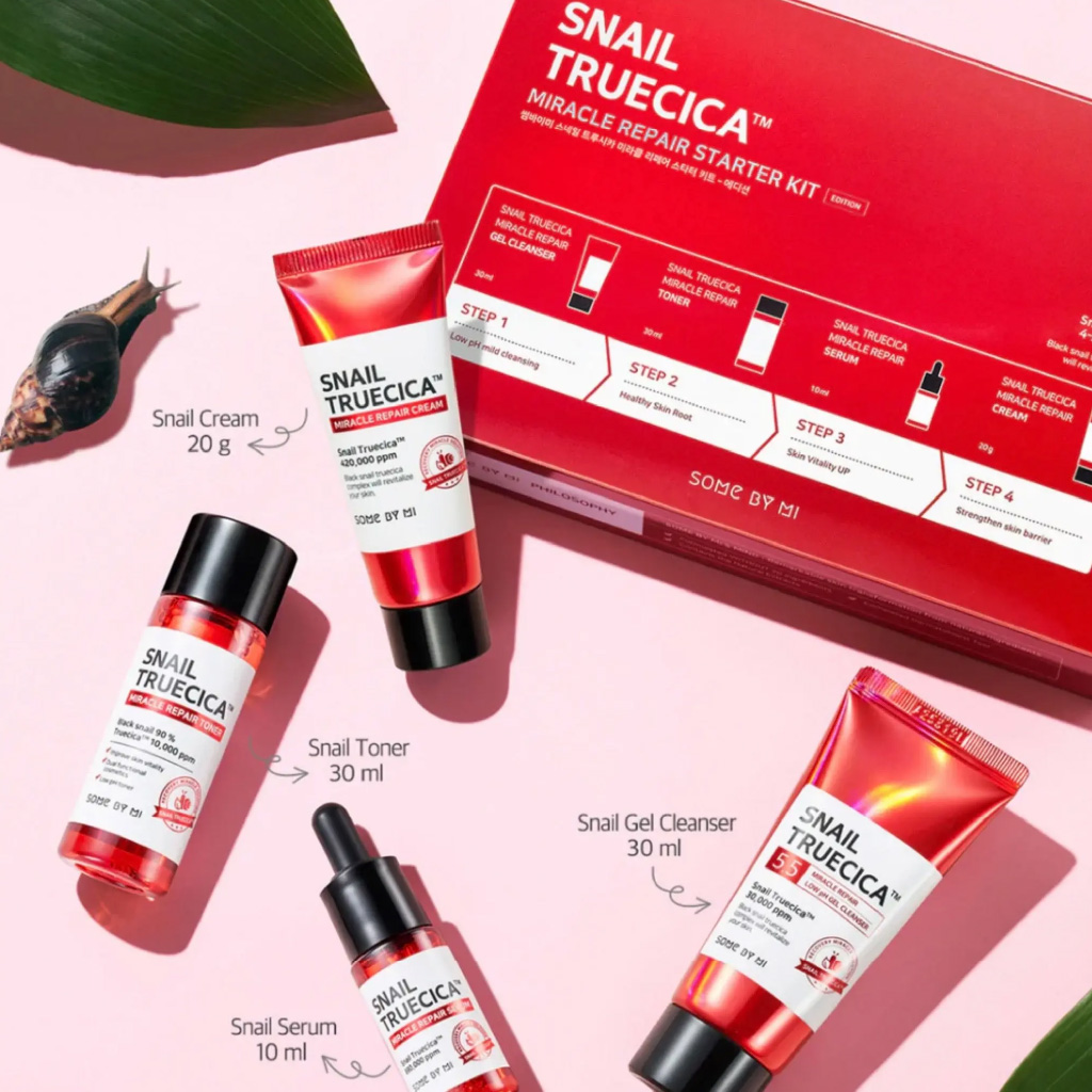 SBM, Snail Truecica Miracle Repair Starter Kit, Skin repair kit with snail mucin for damaged skin