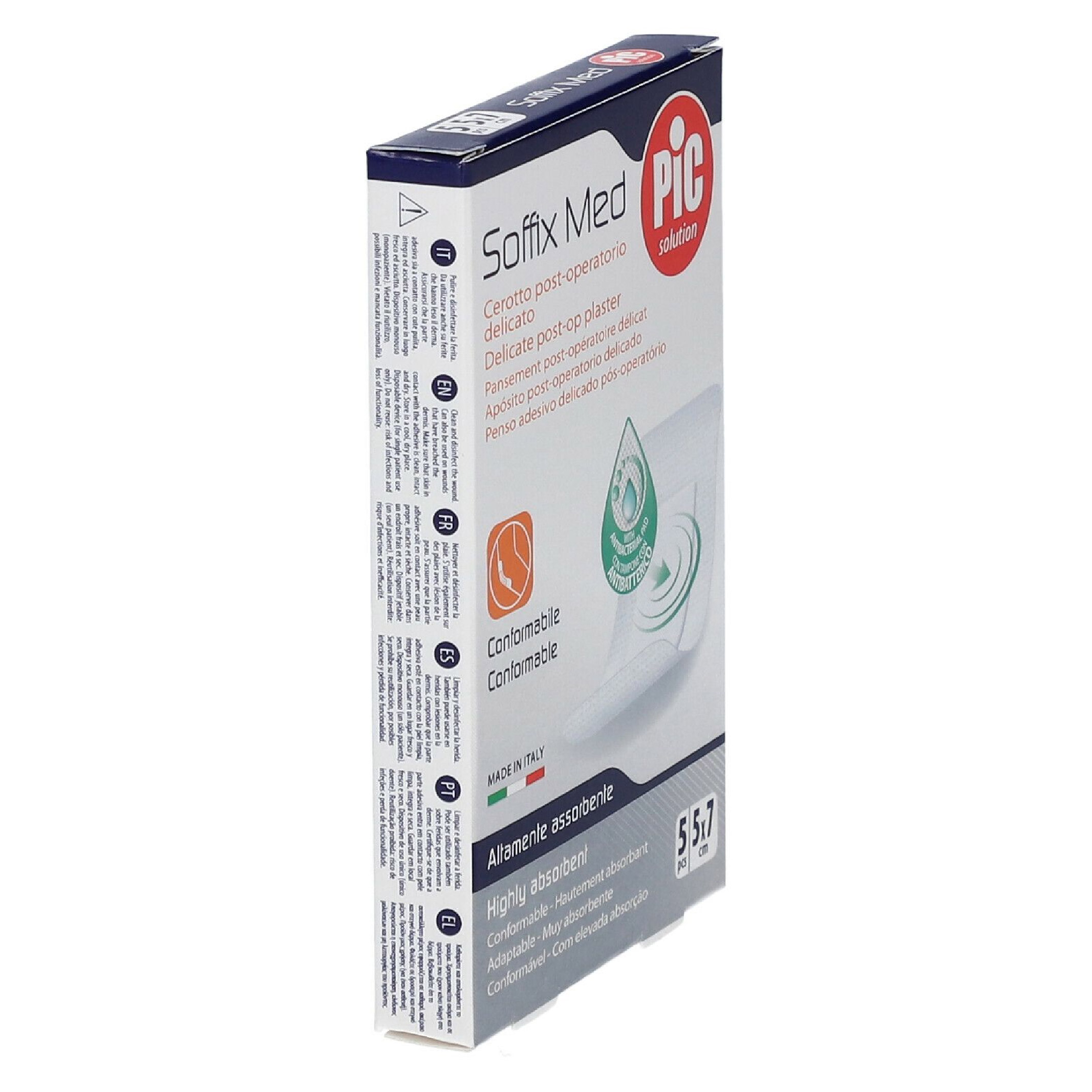 Pic, Soffix Med Post-Op Plaster, Sterile breathable dressing for wound protection, 5 cm × 7 cm, pack of 5
