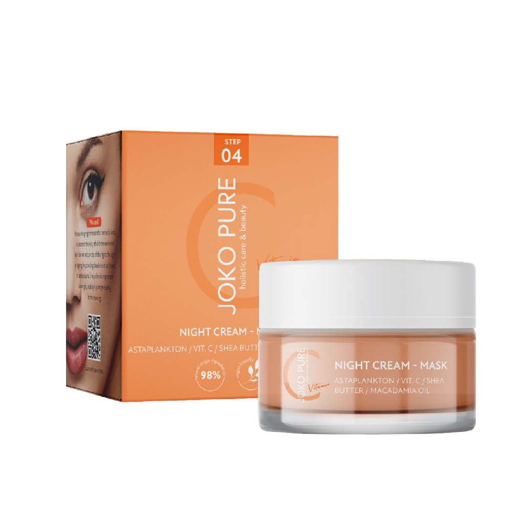Joko, Pure Vitamin C night cream mask, Hydrating and brightening overnight facial treatment, 50 ml