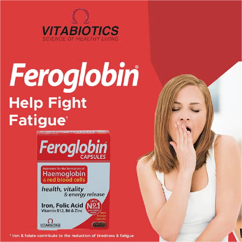 Vitabiotics, Feroglobin Gentle Iron Supplement Capsules, Iron supplement for anemia support, 30 capsules