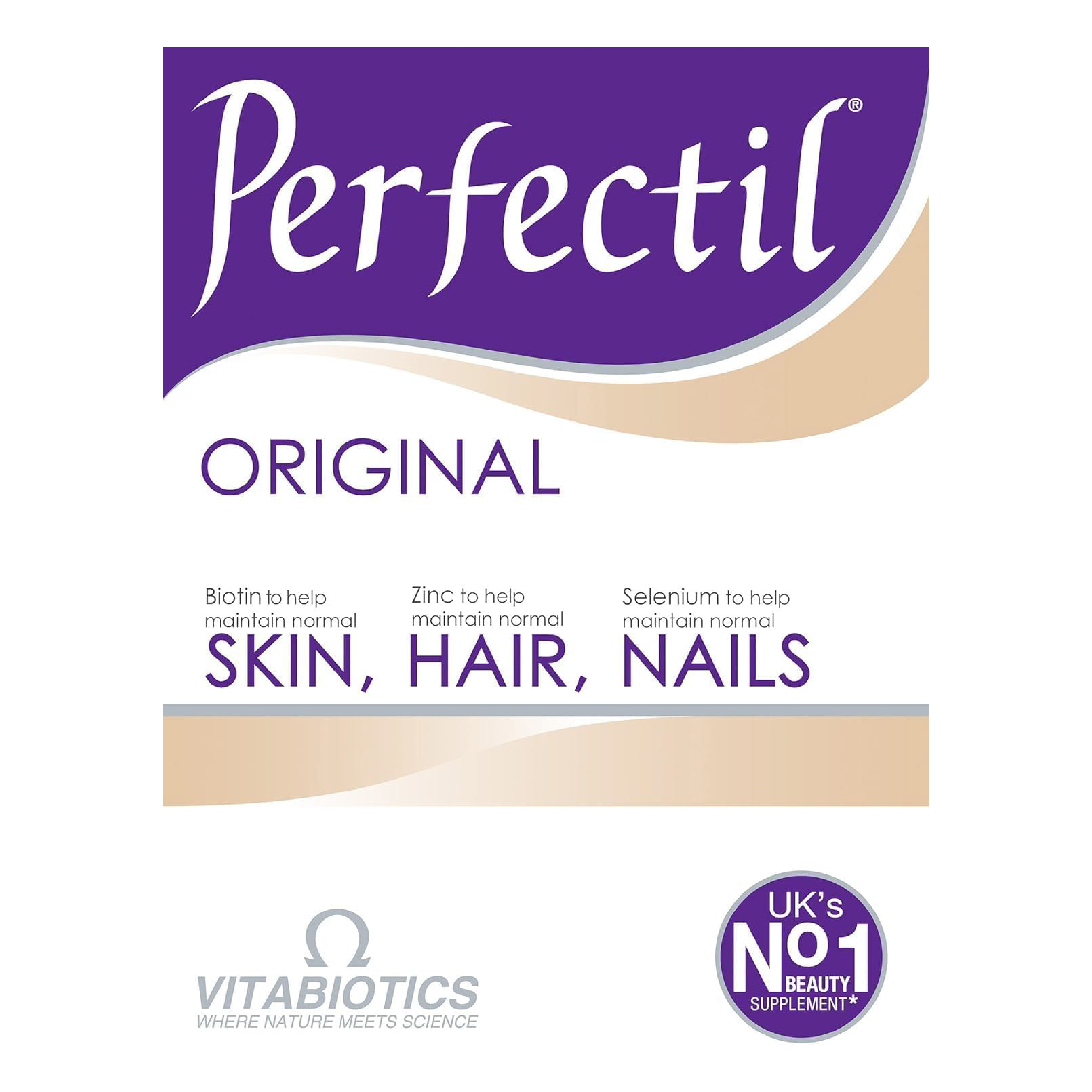 Vitabiotics, Perfectil Hair Skin Nails Capsules, Nutritional supplement for hair, skin, and nails, 30 capsules