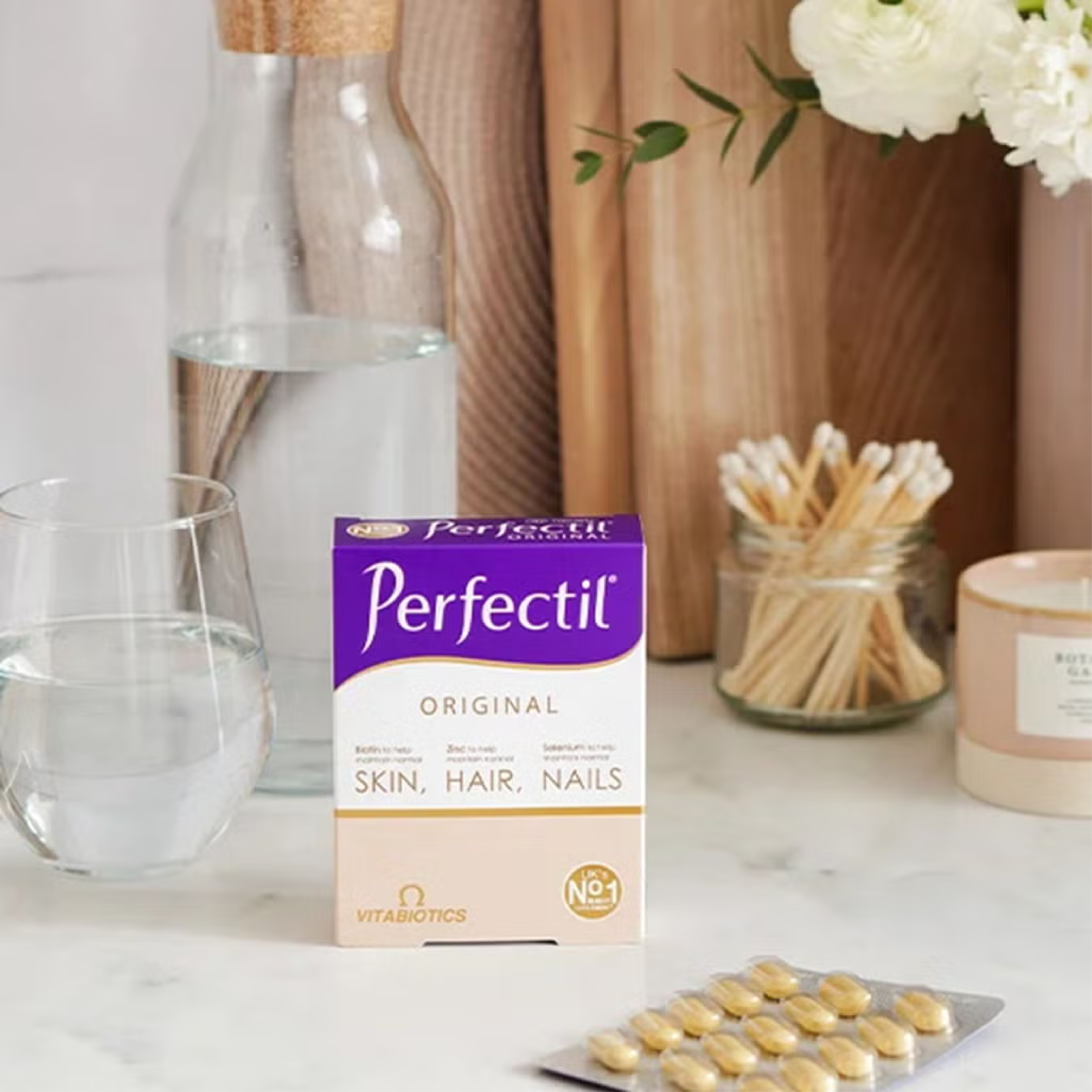Vitabiotics, Perfectil Hair Skin Nails Capsules, Nutritional supplement for hair, skin, and nails, 30 capsules