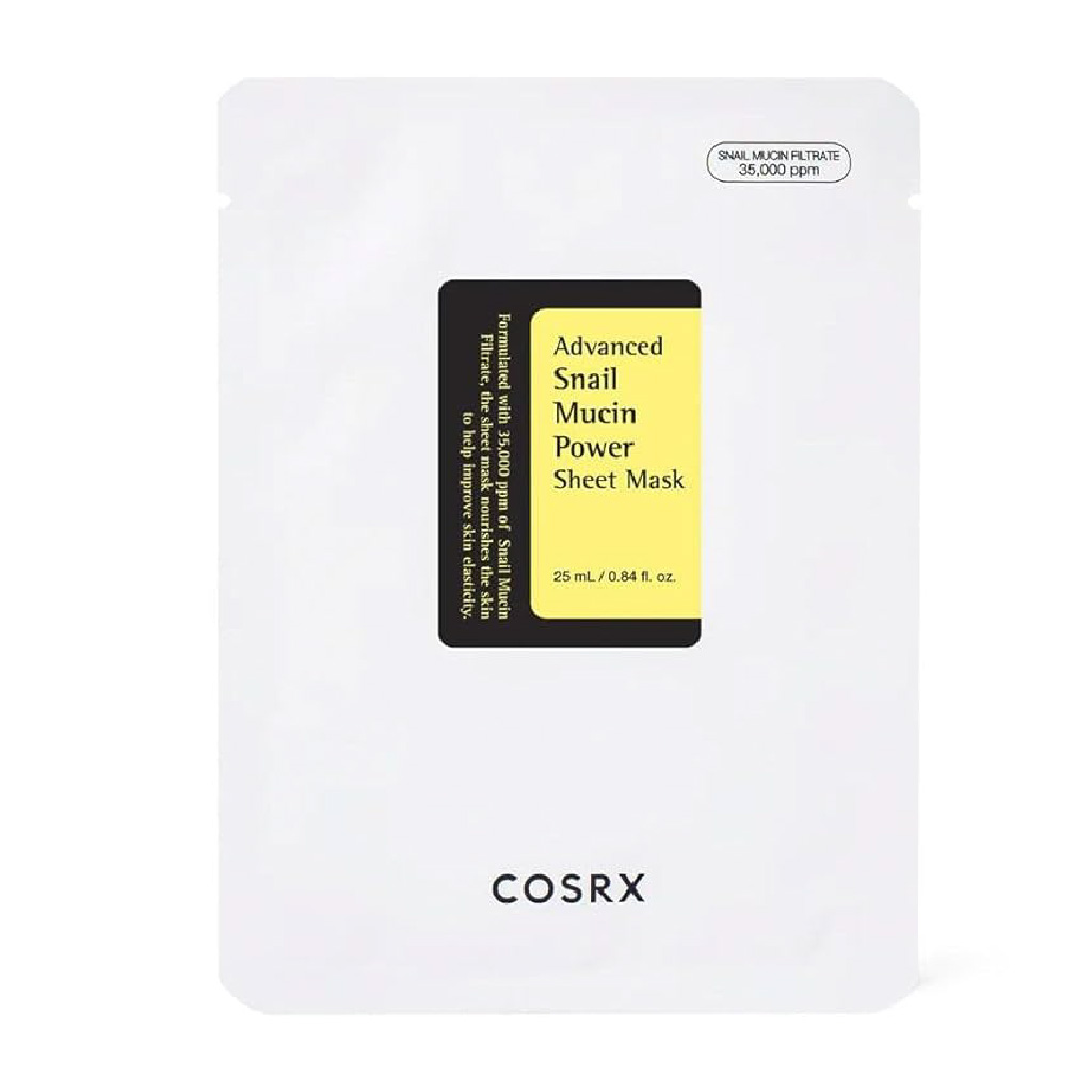 Cosrex, Advanced Snail Mucin Power Sheet Mask, Hydrating and repairing facial sheet mask, 10 sheets