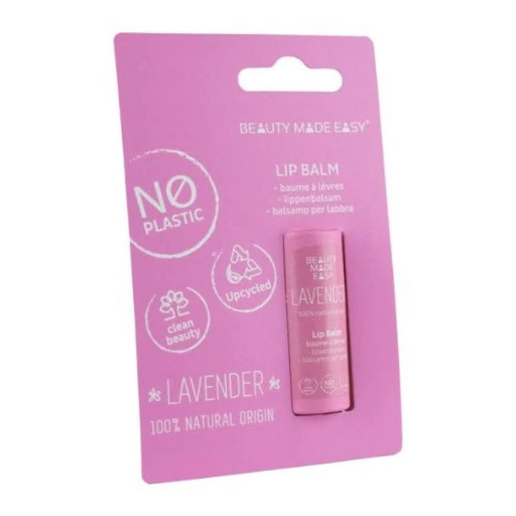 Beauty Made Easy, Paper Tube Lip Balm Lavender, Moisturizing natural lip balm with soothing lavender, 5.5 g