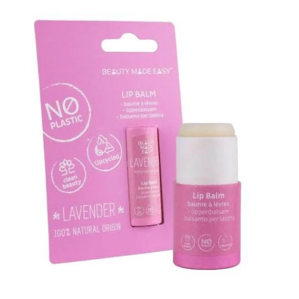 Beauty Made Easy, Paper Tube Lip Balm Lavender, Moisturizing natural lip balm with soothing lavender, 5.5 g