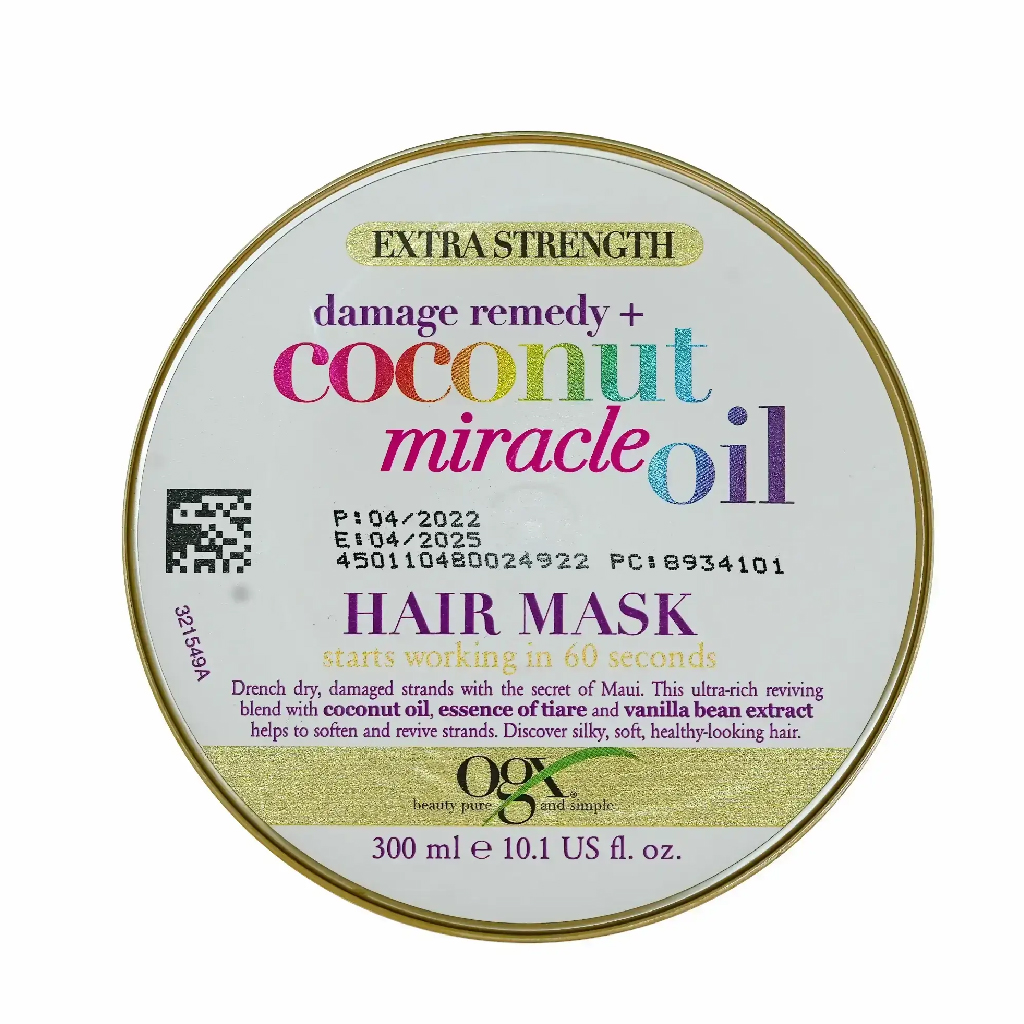 OGX, Coconut Miracle Oil Extra Strength Hair Mask, Deep conditioning hair mask for intense hydration, 300 ml