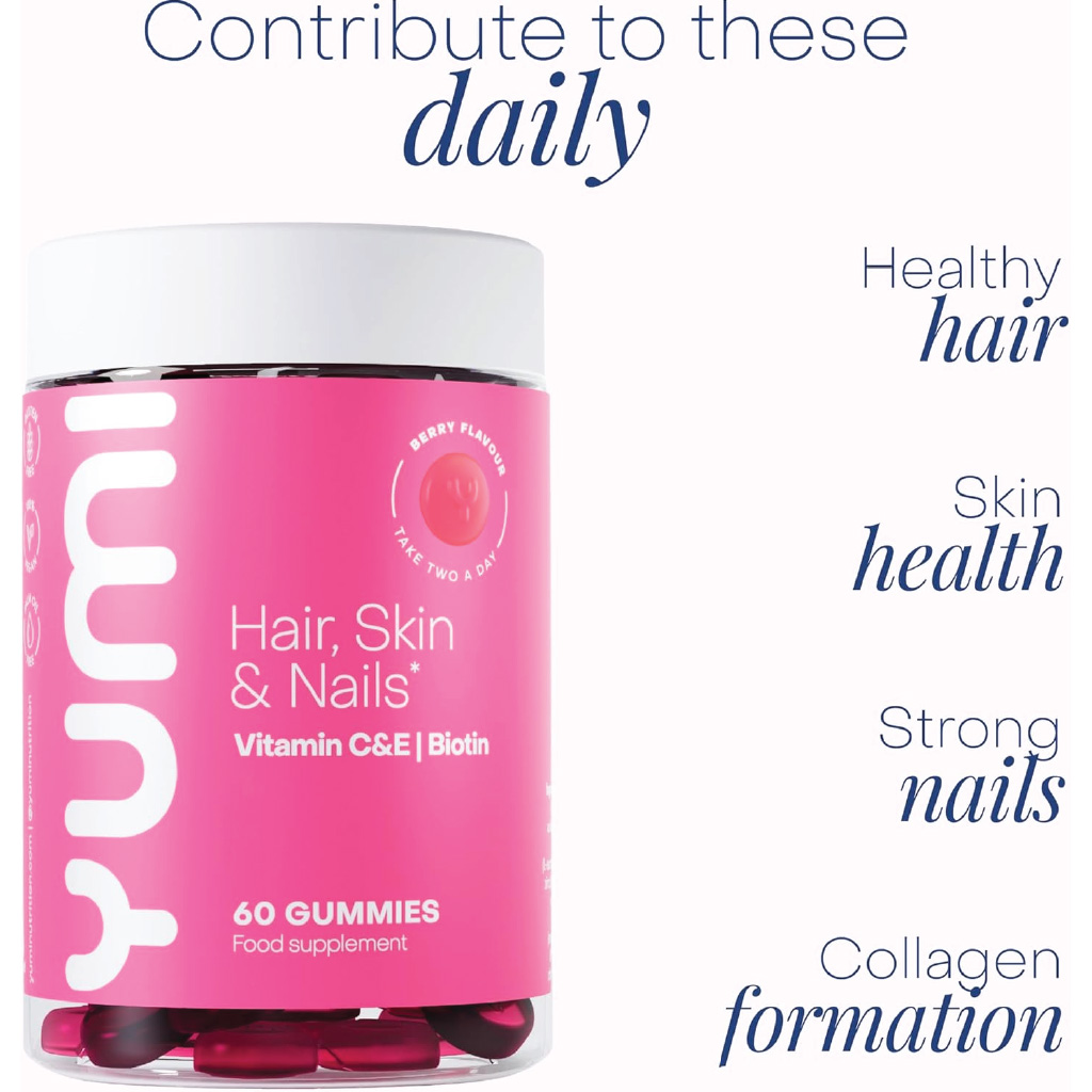 Yumi Nutrition, Hair Skin & Nails Biotin Gummies, Supports healthy hair skin and nails, 60 gummies
