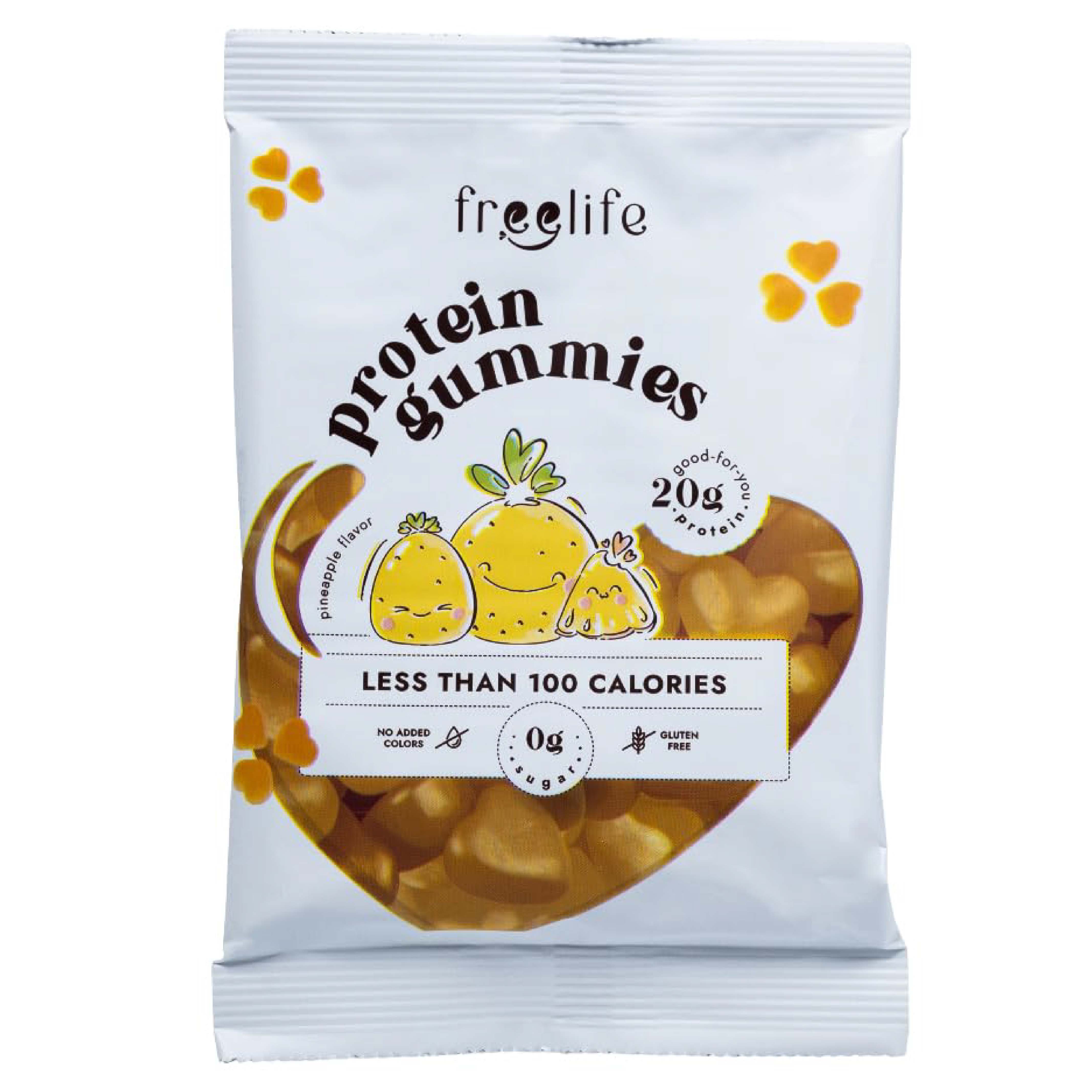 Freelife, Protein Gummies Pineapple, Tasty protein supplement gummies with pineapple flavor, 32g