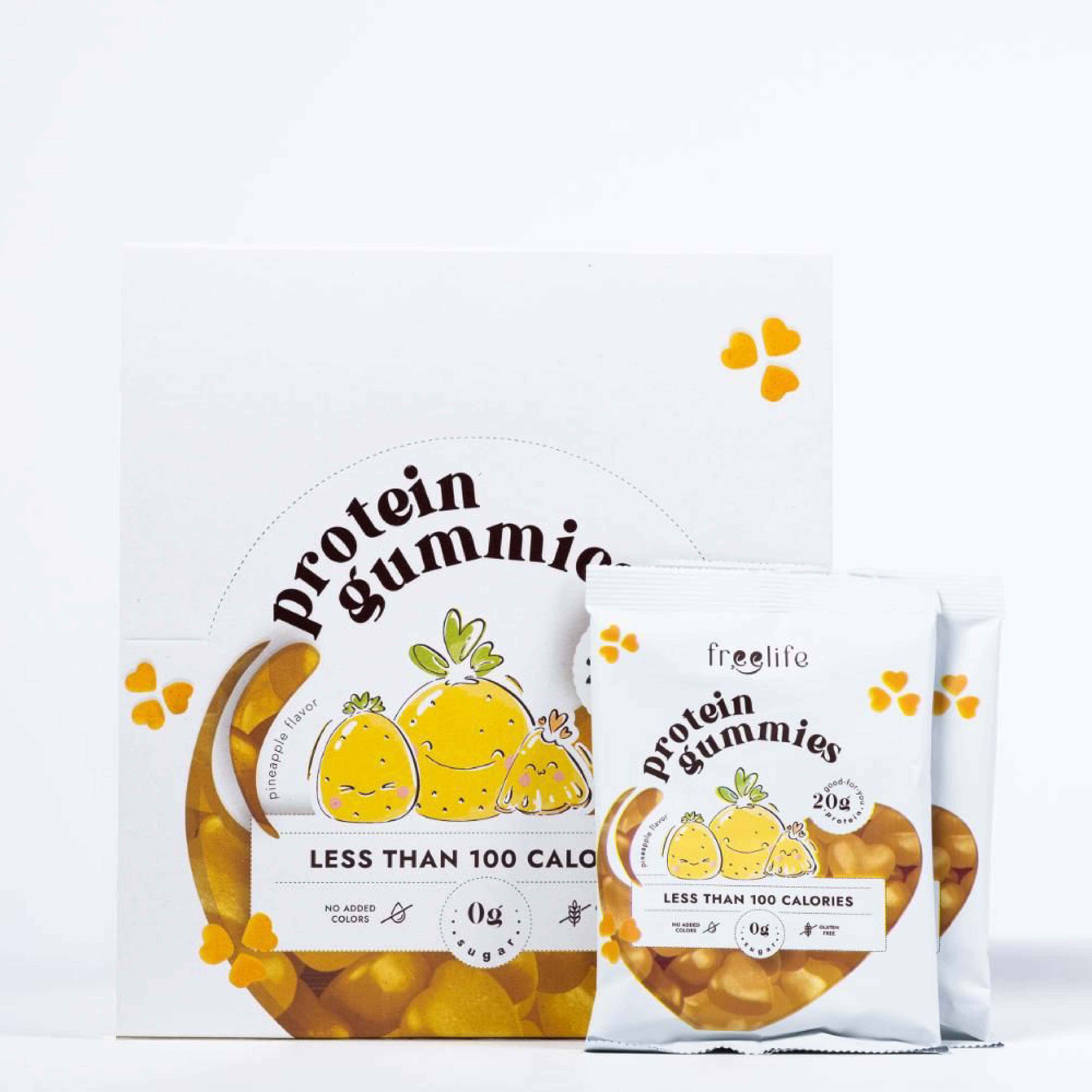 Freelife, Protein Gummies Pineapple, Tasty protein supplement gummies with pineapple flavor, 32g