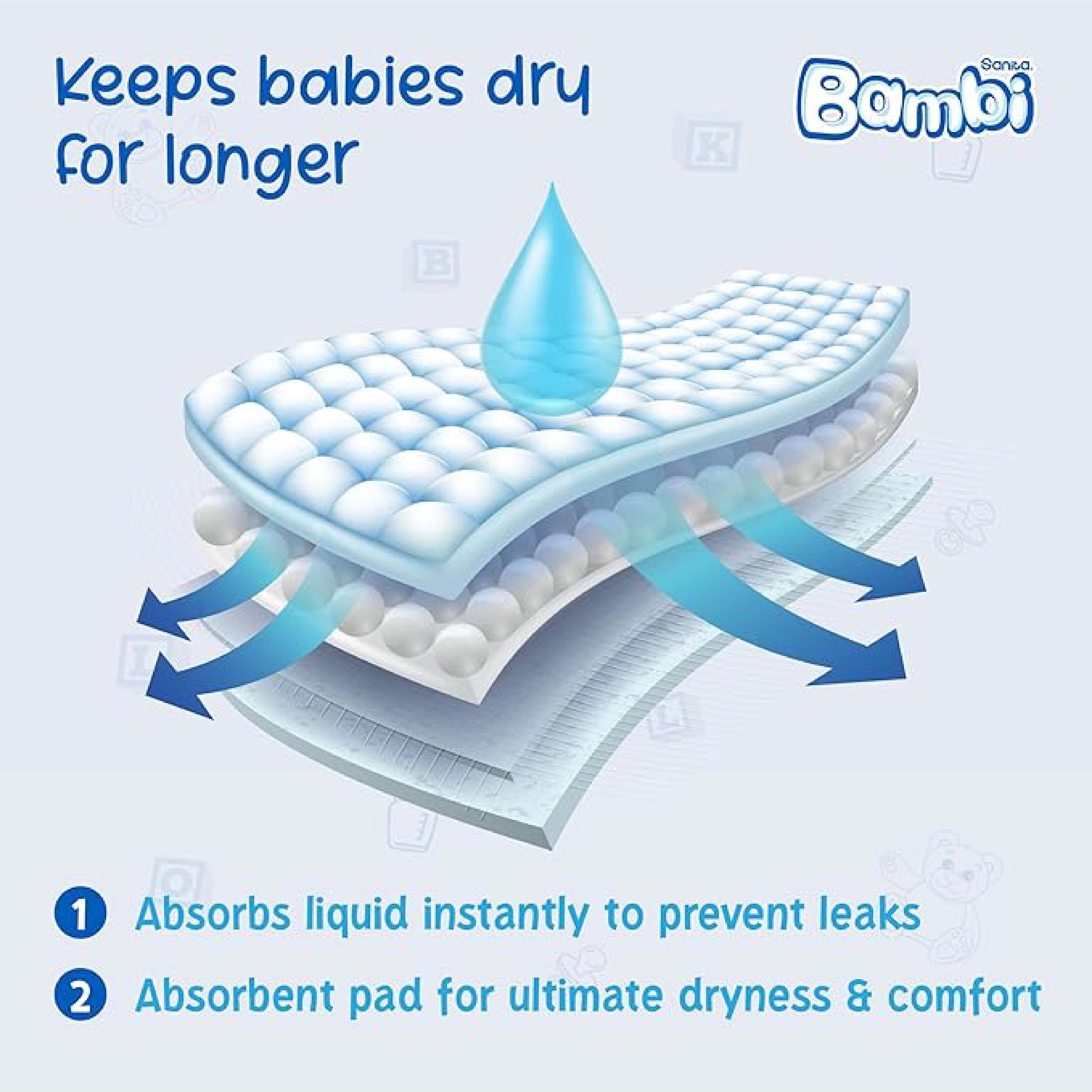 Bambi, XL Mega Baby Diapers, Extra large size diapers for babies, 74 pieces