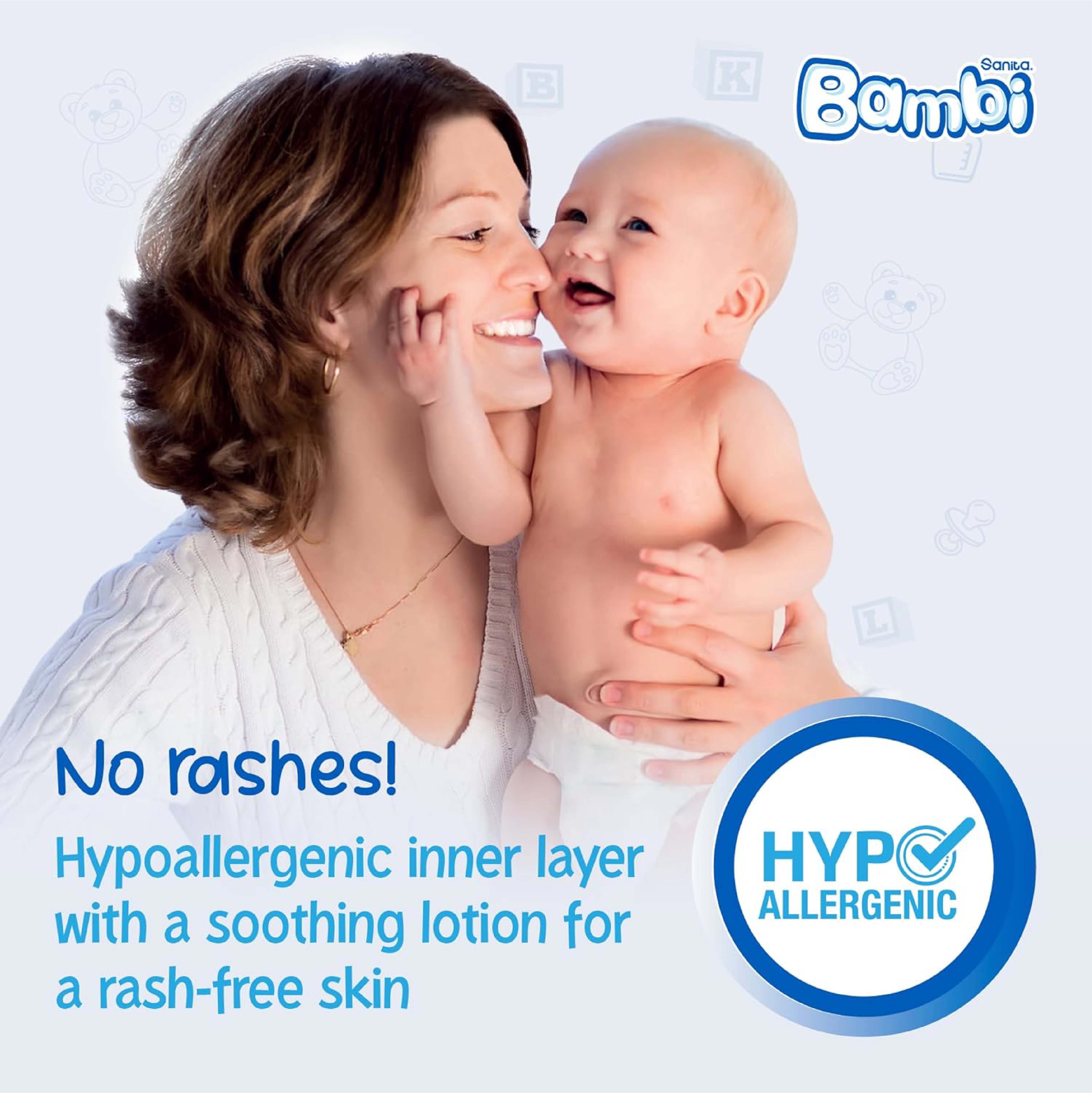 Bambi, XL Mega Baby Diapers, Extra large size diapers for babies, 74 pieces