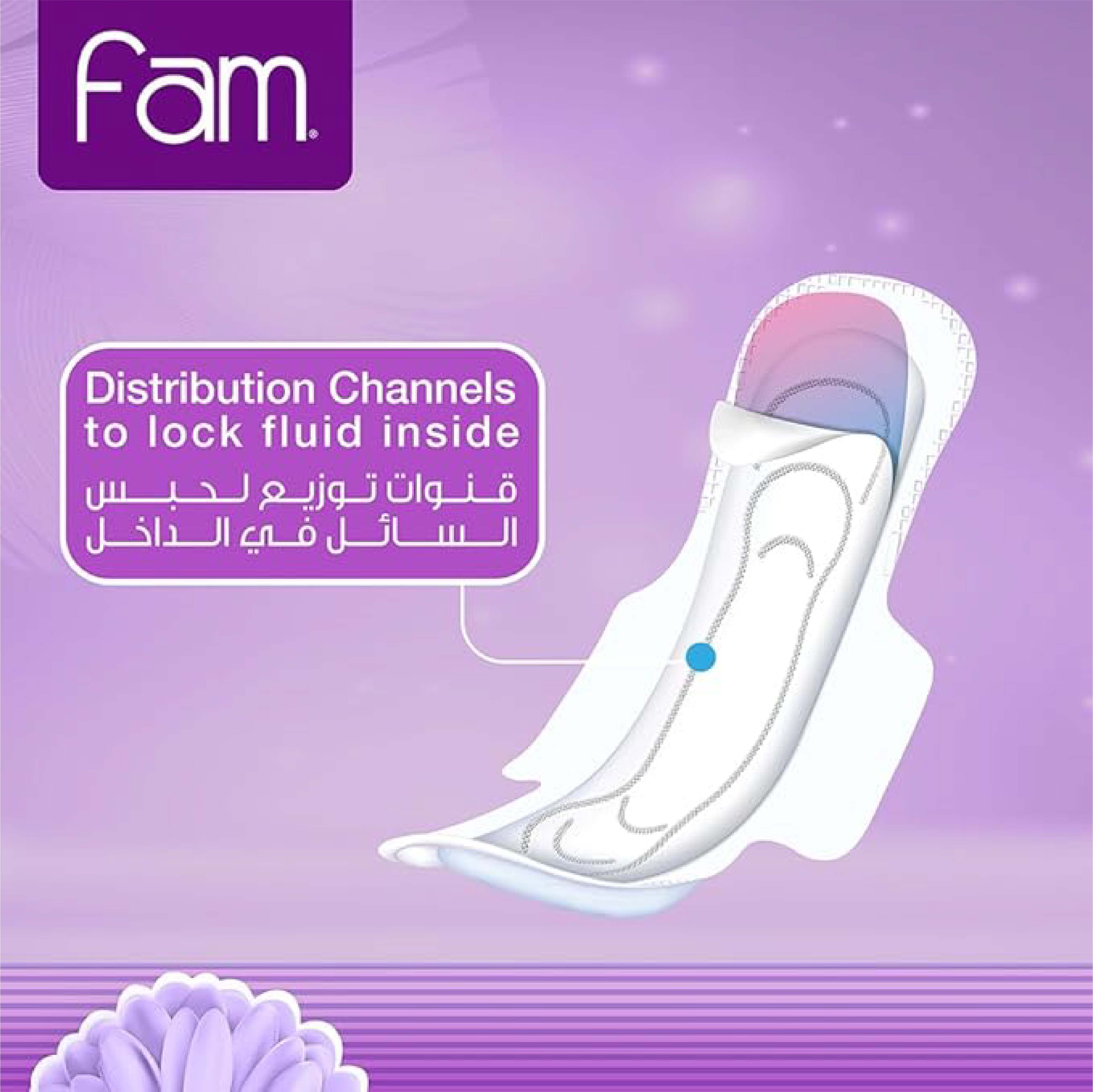 Fam, Trifold Normal Sanitary Pads, Regular absorbency sanitary pads for daily use