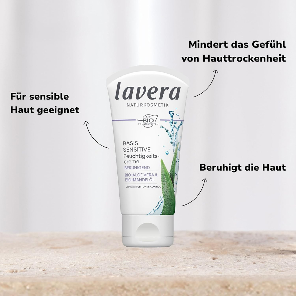 Lavera, Basis Sensitive moisturizing cream, Soothing and hydrating cream for sensitive skin, 50 ml