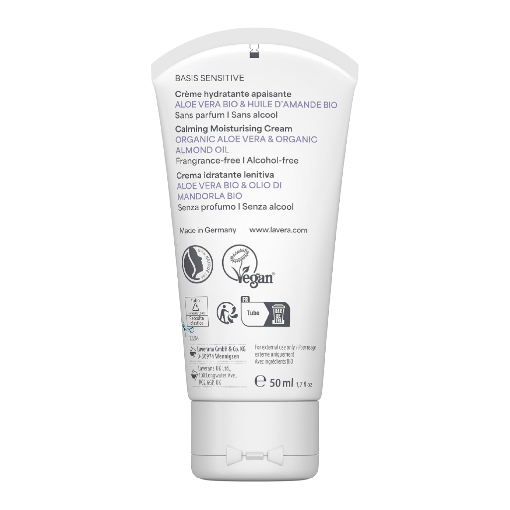Lavera, Basis Sensitive moisturizing cream, Soothing and hydrating cream for sensitive skin, 50 ml