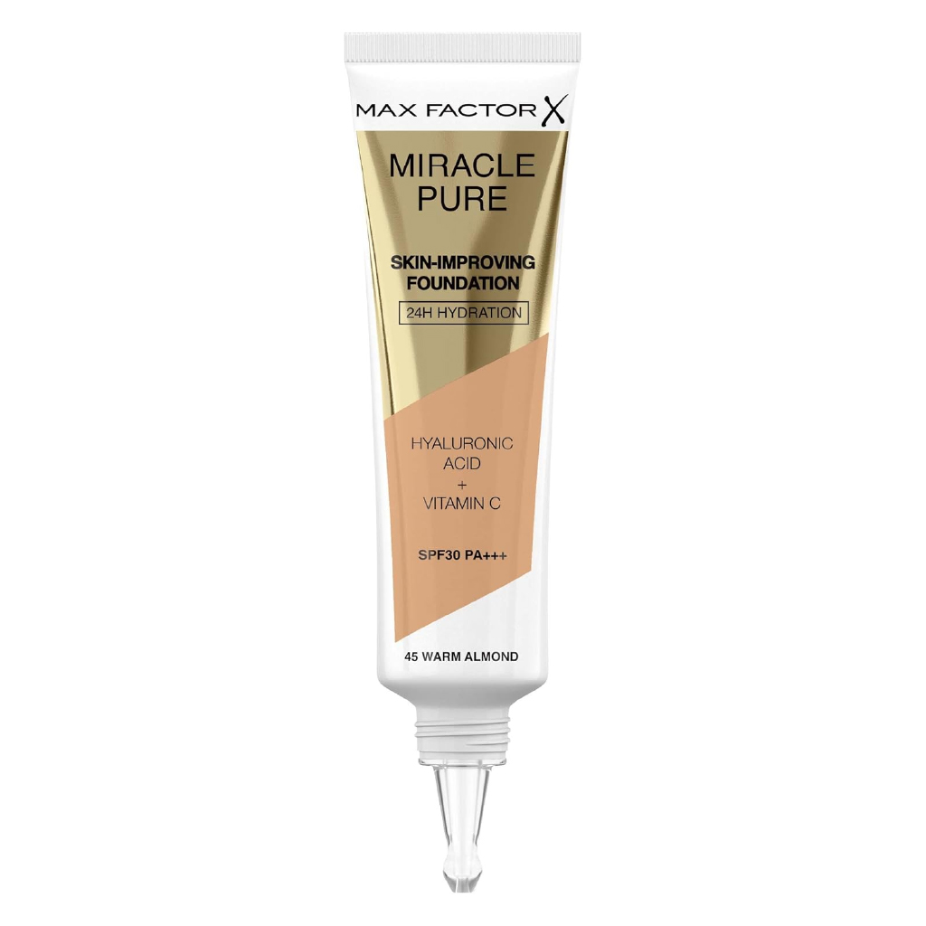 Max Factor, Miracle Pure Foundation Warm Almond 45, Lightweight foundation with natural finish