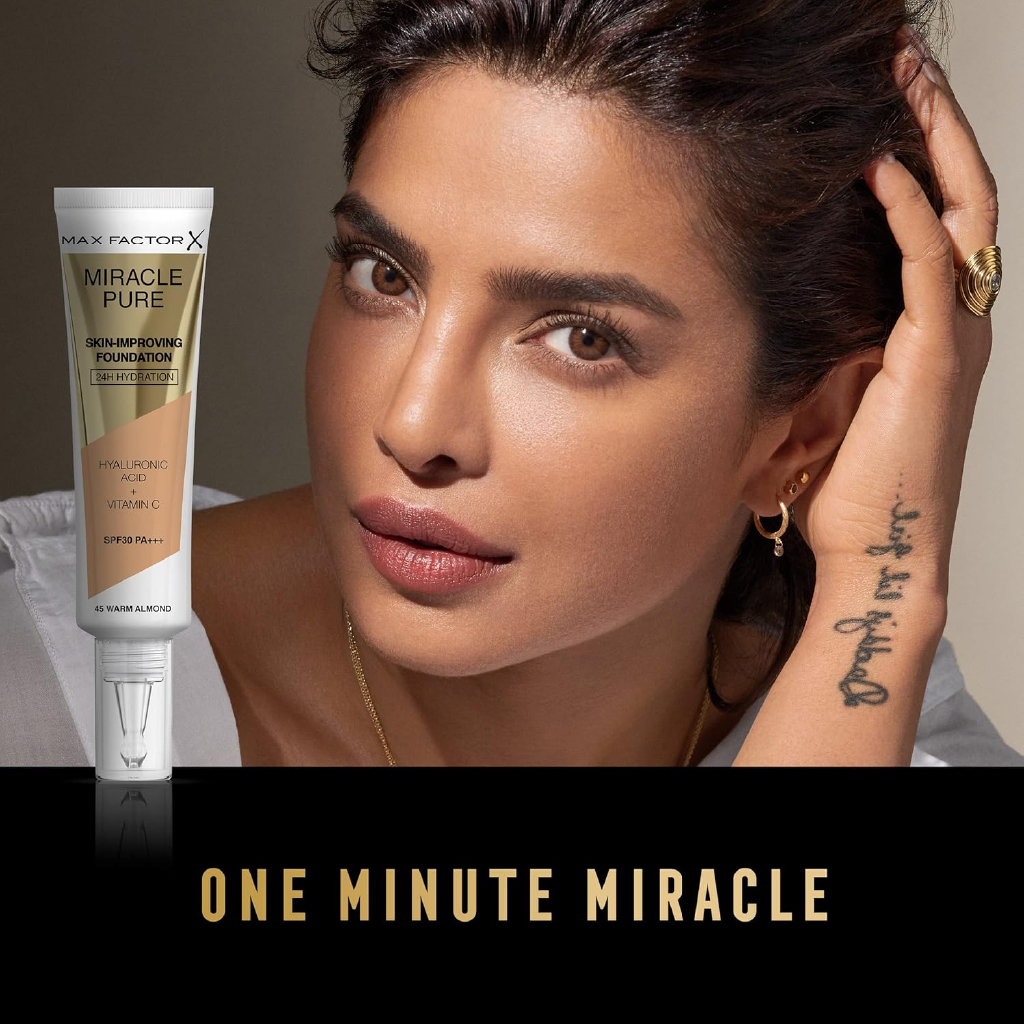 Max Factor, Miracle Pure Foundation Warm Almond 45, Lightweight foundation with natural finish