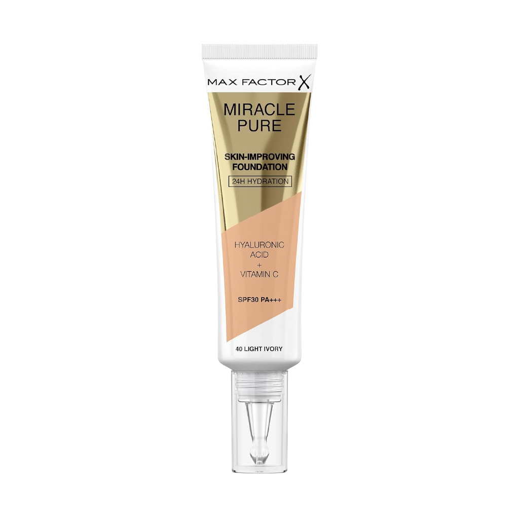 Max Factor, Miracle Pure Foundation Light Ivory 40, Lightweight foundation with natural finish, 30 ml