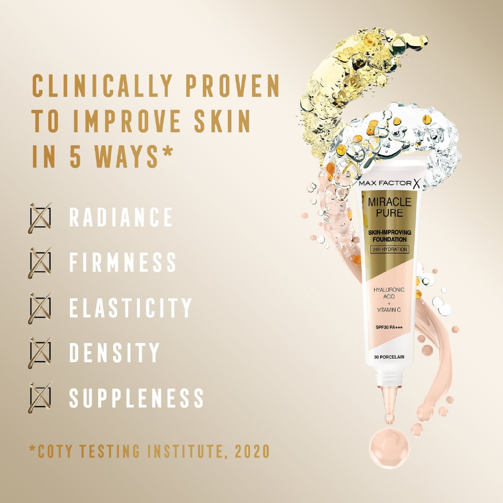 Max Factor, Miracle Pure Foundation Light Ivory 40, Lightweight foundation with natural finish, 30 ml