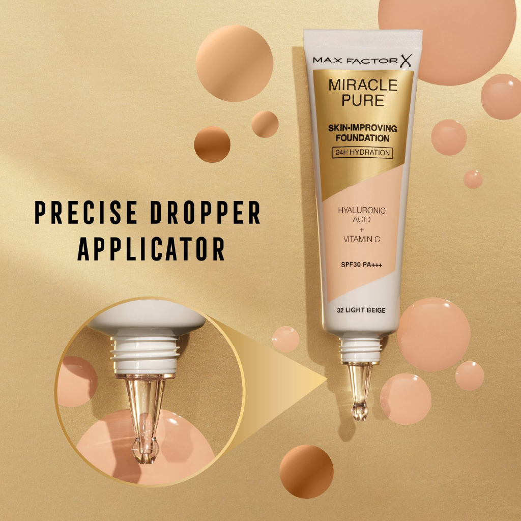 Max Factor, Miracle Pure Foundation Light Ivory 40, Lightweight foundation with natural finish, 30 ml