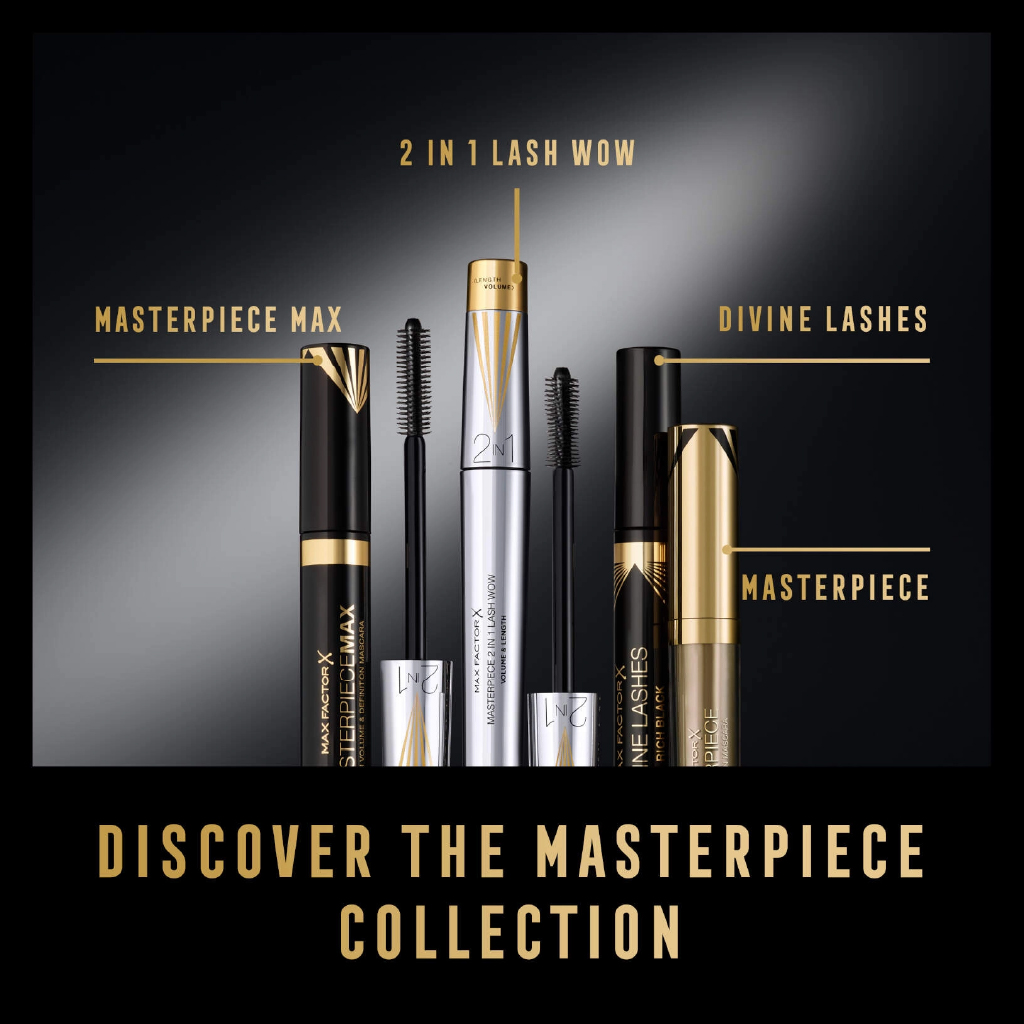 Max Factor, Masterpiece 2-in-1 Lash WOW Mascara, Volume and lift mascara for dramatic lashes, 12 ml — typical mascara size inferred