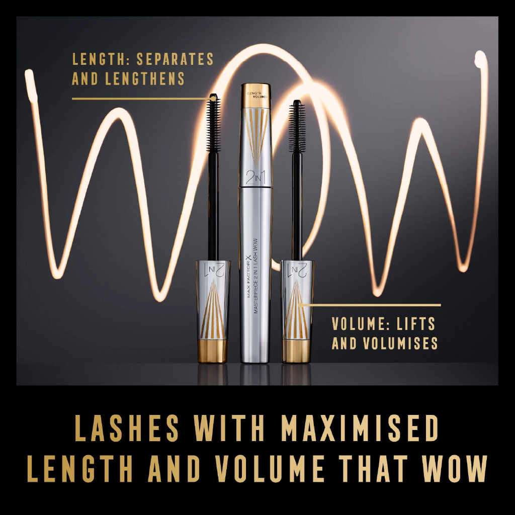 Max Factor, Masterpiece 2-in-1 Lash WOW Mascara, Volume and lift mascara for dramatic lashes, 12 ml — typical mascara size inferred