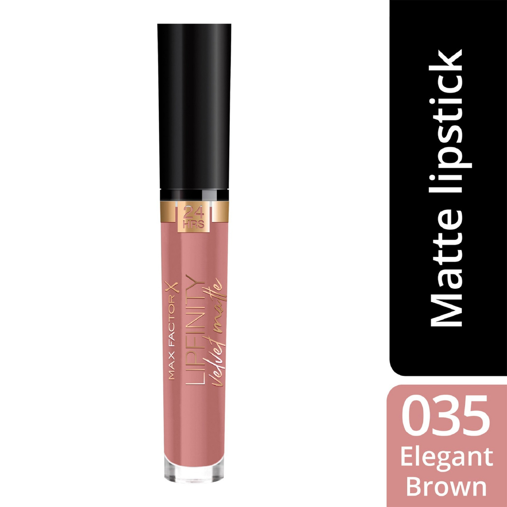 Max Factor, Lipfinity Velvet Matte Lipstick 035 Elegant Brown, Long-wear matte lip colour, 3.5 ml
