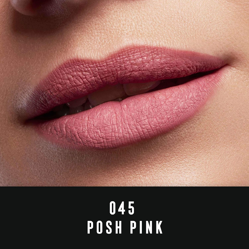 Max Factor, Facefinity Velvet Matte Lipstick 045 Posh Pink, Velvet matte lipstick with vibrant pink colour