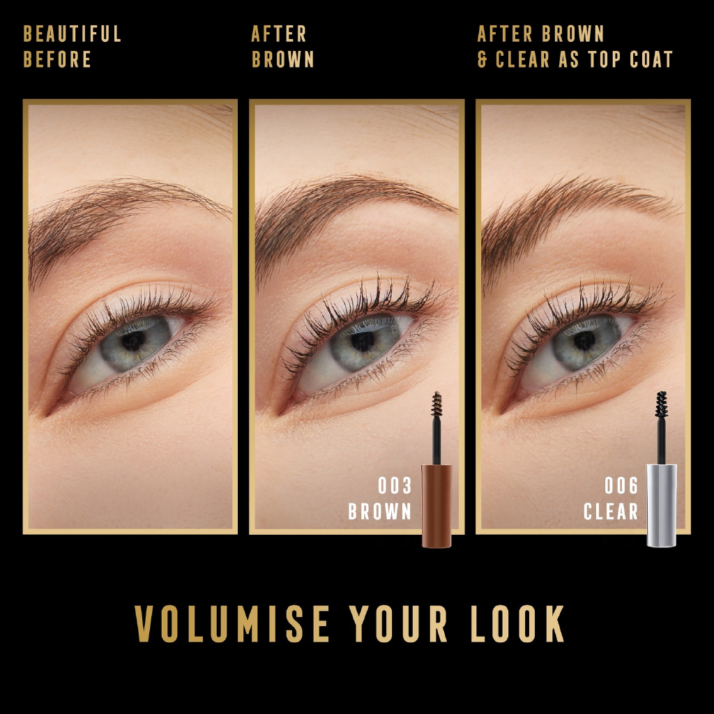 Max Factor, 2000 Calorie Volumizing Brow Gel Brown 003, Thickening and defining eyebrow gel