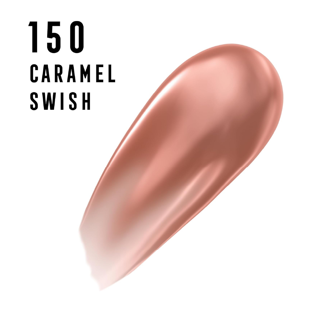 Max Factor, 2000 Calorie Lip Glaze 150 Caramel Swish, High-shine moisturizing lip gloss, 5.5 ml — typical gloss size