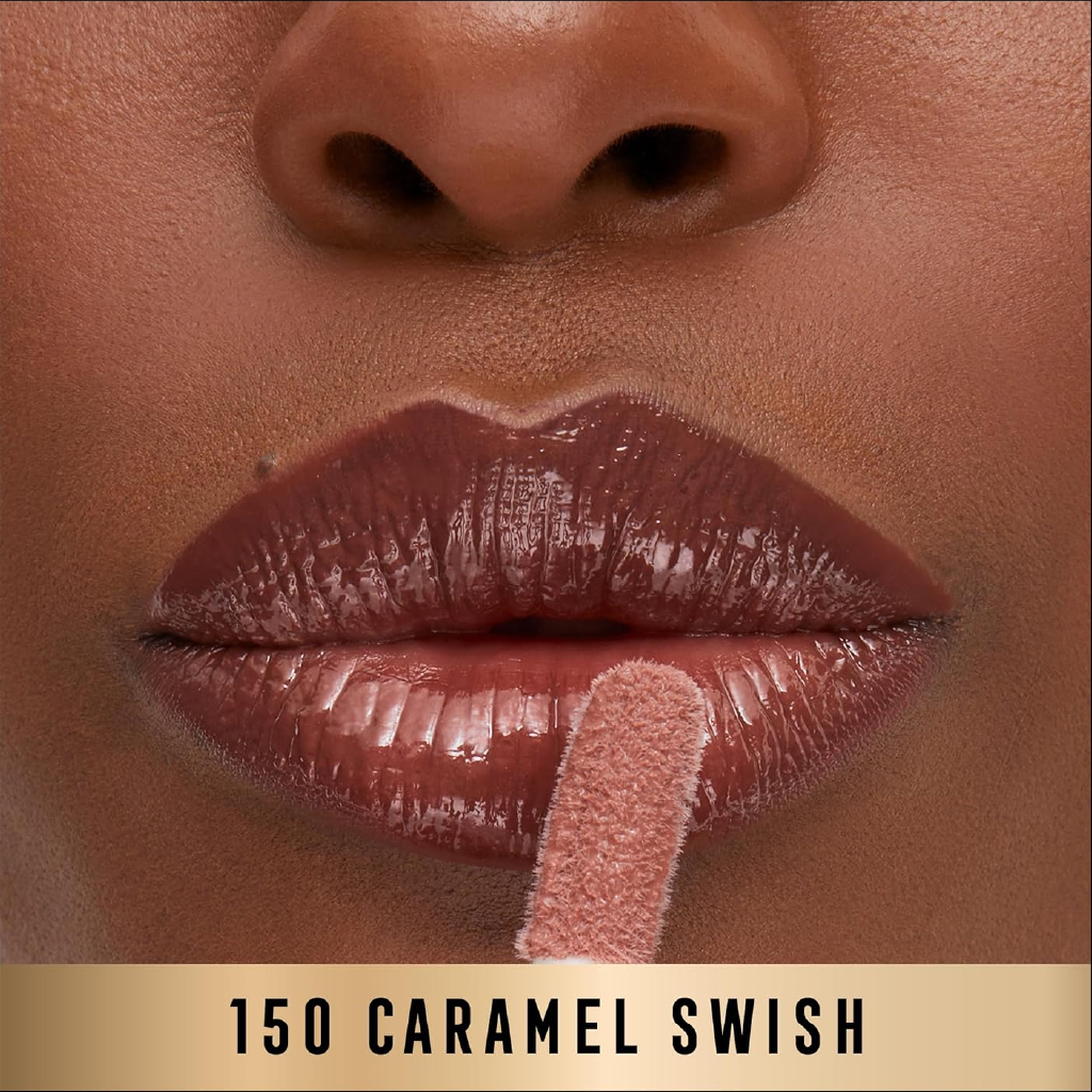 Max Factor, 2000 Calorie Lip Glaze 150 Caramel Swish, High-shine moisturizing lip gloss, 5.5 ml — typical gloss size