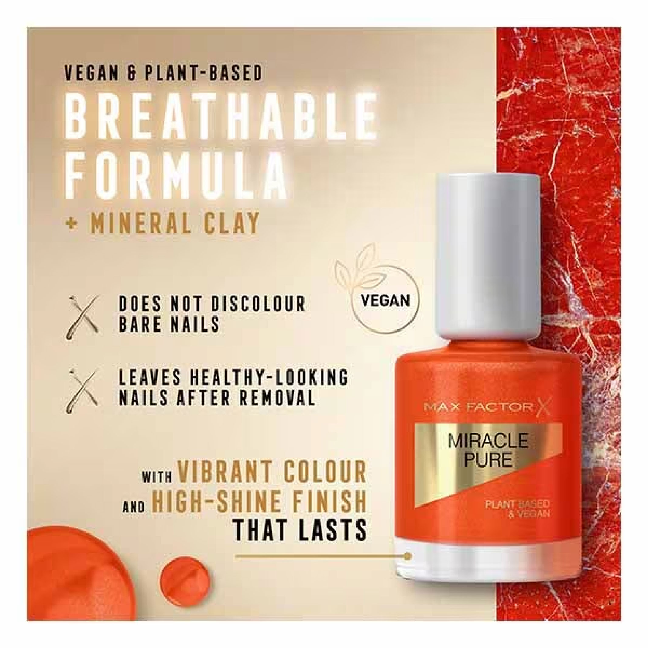 Max Factor, Miracle Pure Nail Polish Bold Jasper, Long-lasting bold nail color polish