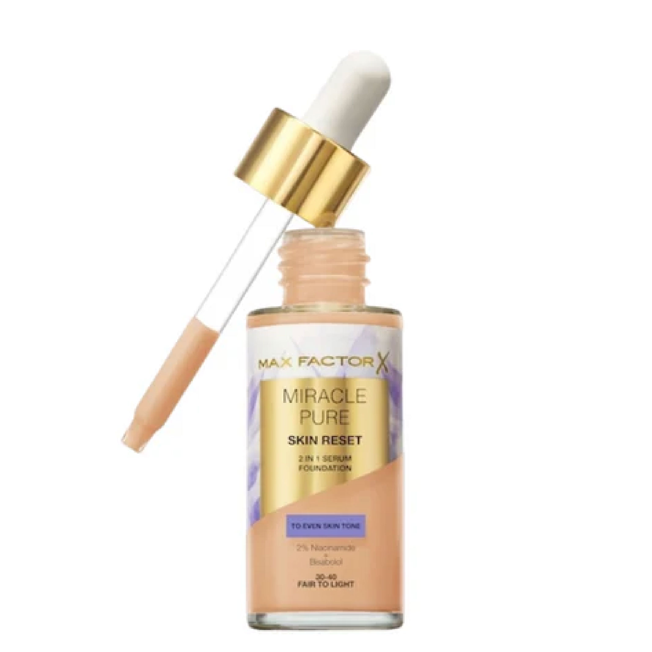 Max Factor, Miracle Pure Serum Foundation 002 Fair to Light, Lightweight serum foundation for natural coverage