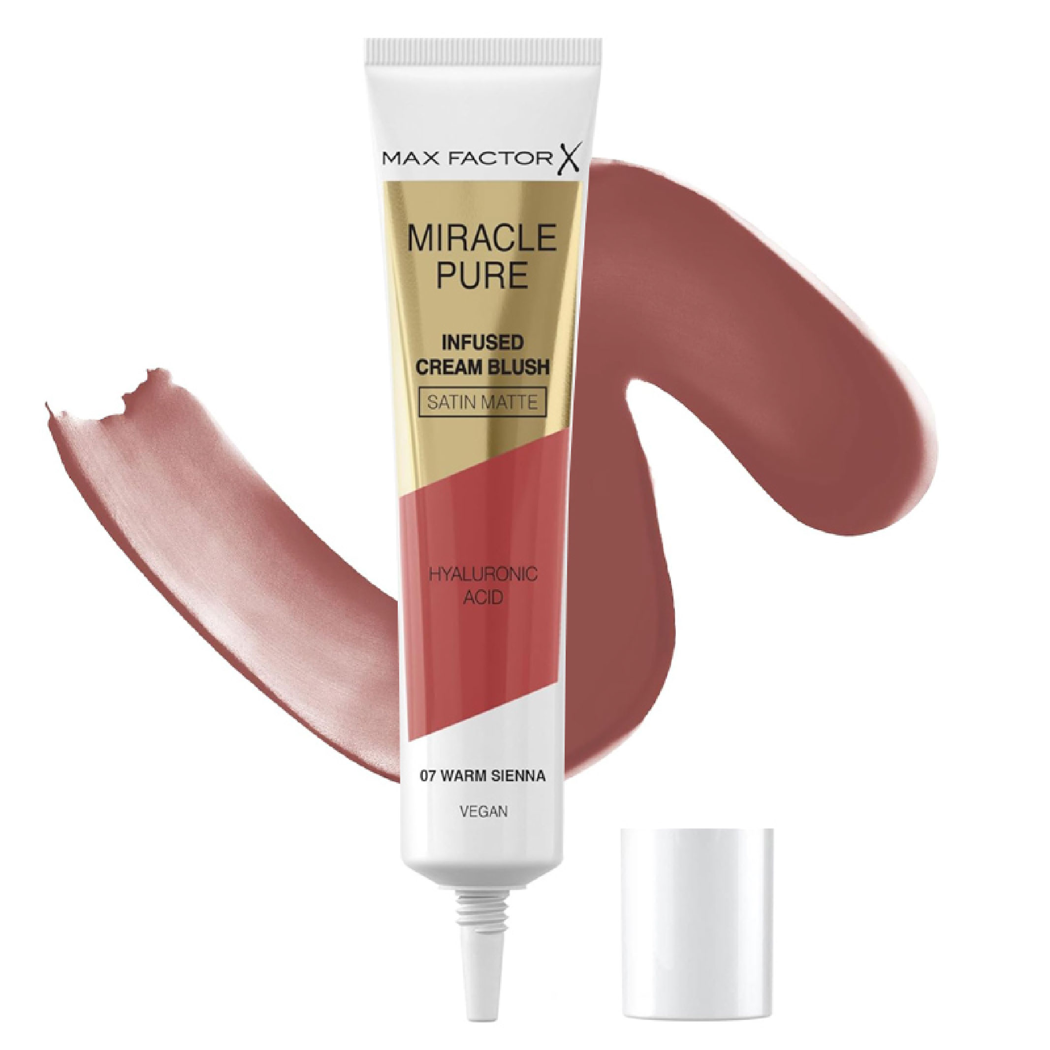 Max Factor, Miracle Pure Cream-Infused Blush 07 Warm Sienna, Hydrating cream blush for natural flush,