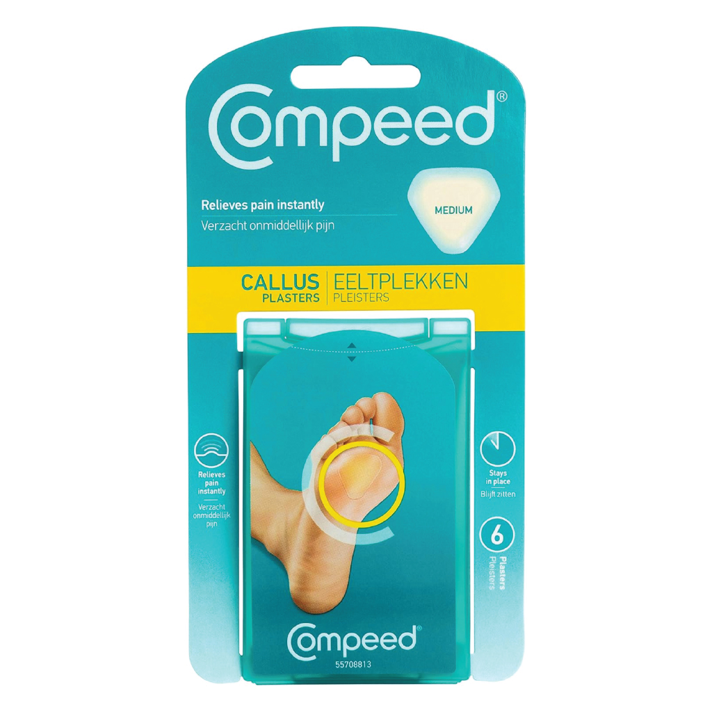 Compeed, Medium Callous Protective Plasters, Cushioning plasters for callus relief, 6 plasters