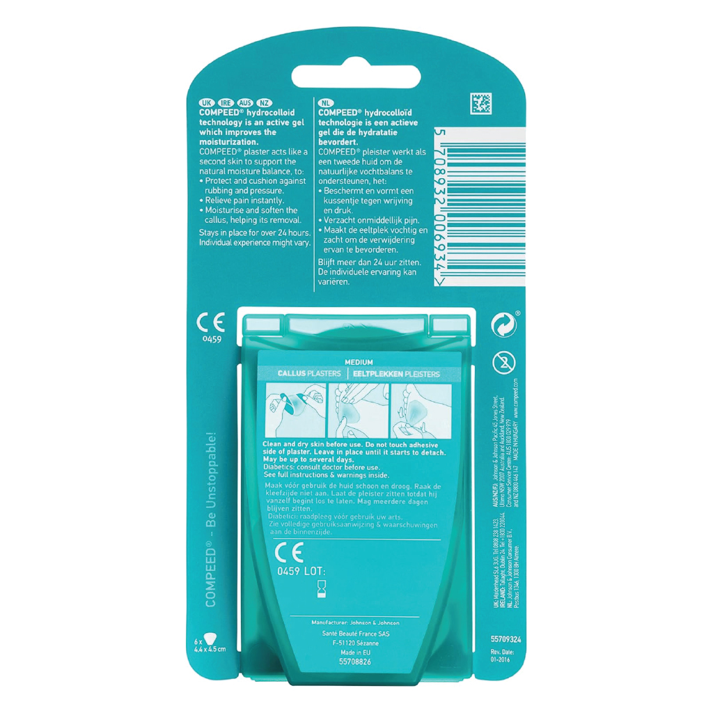 Compeed, Medium Callous Protective Plasters, Cushioning plasters for callus relief, 6 plasters