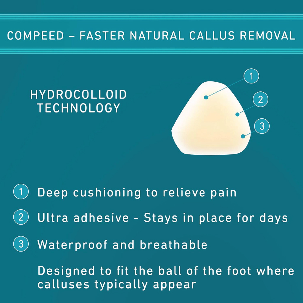 Compeed, Medium Callous Protective Plasters, Cushioning plasters for callus relief, 6 plasters