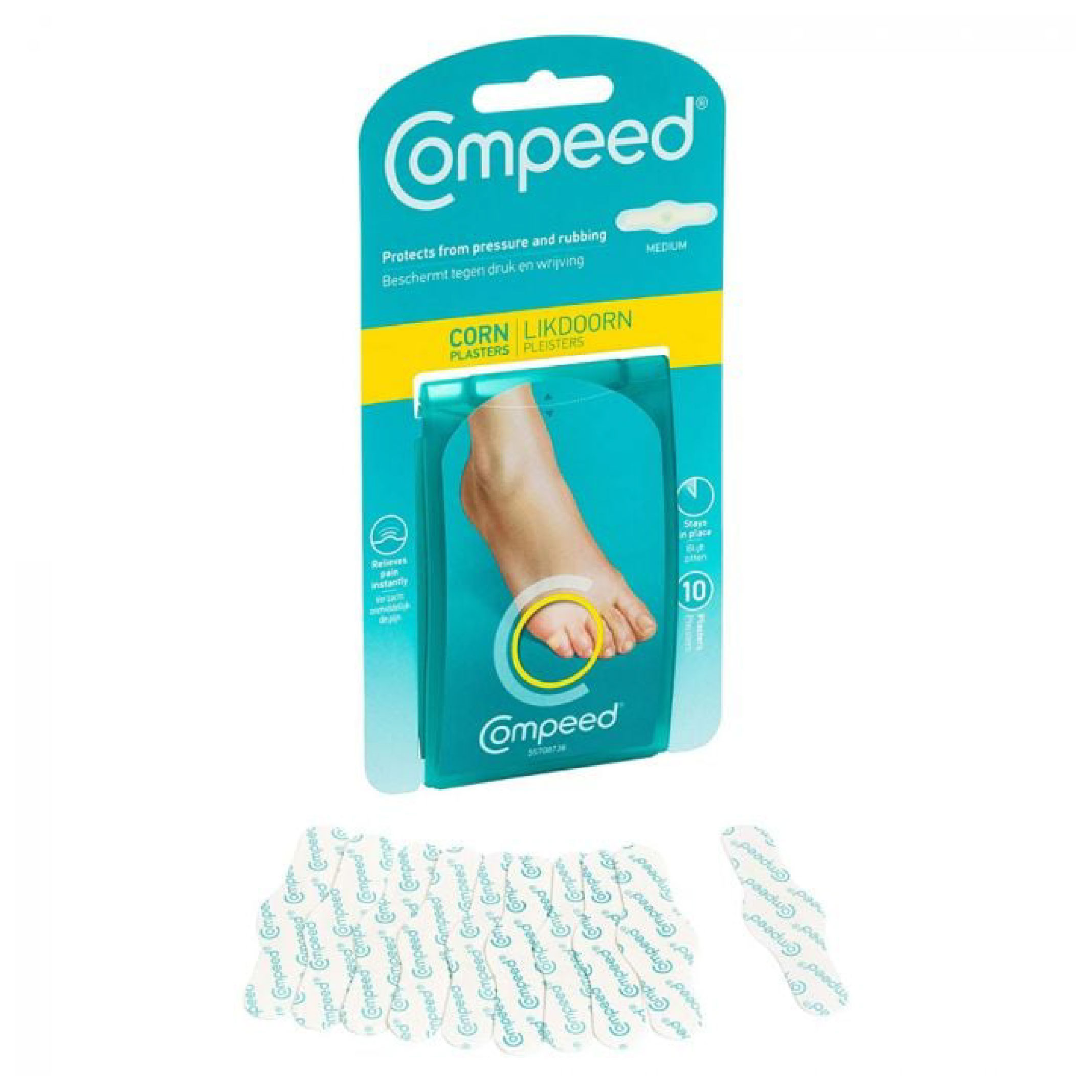 Compeed, Corn Medium Corn Removal Plasters, Medicated plasters for corn treatment, 10 plasters