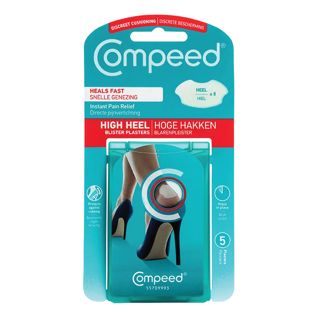 Compeed, High Heel Invisible Blister Plasters, Discreet heel blister protection plasters, 5 plasters