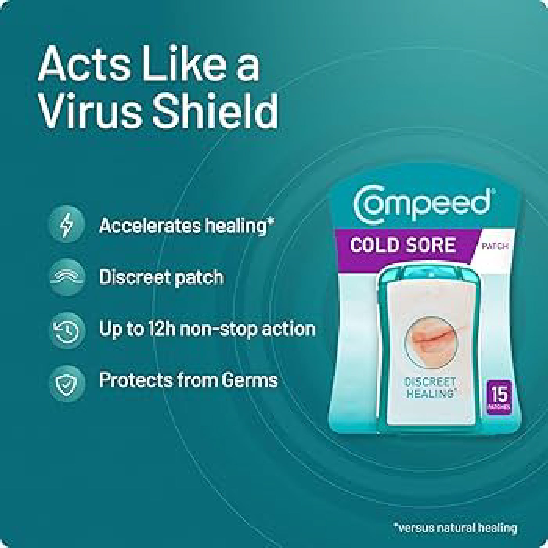 Compeed, Cold Sore Invisible Protection Patches, Discreet patches for cold sore relief, 15 plasters