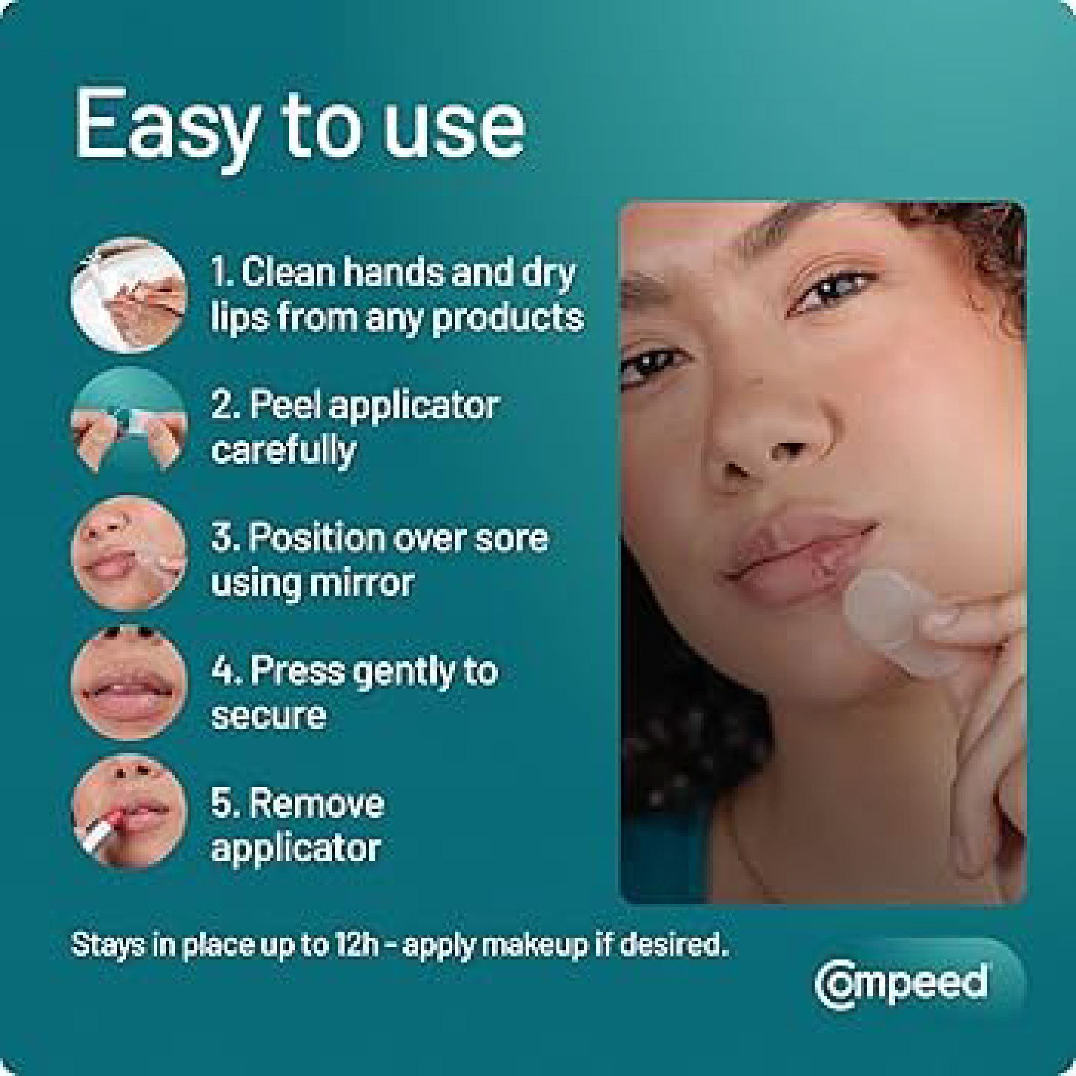 Compeed, Cold Sore Invisible Protection Patches, Discreet patches for cold sore relief, 15 plasters