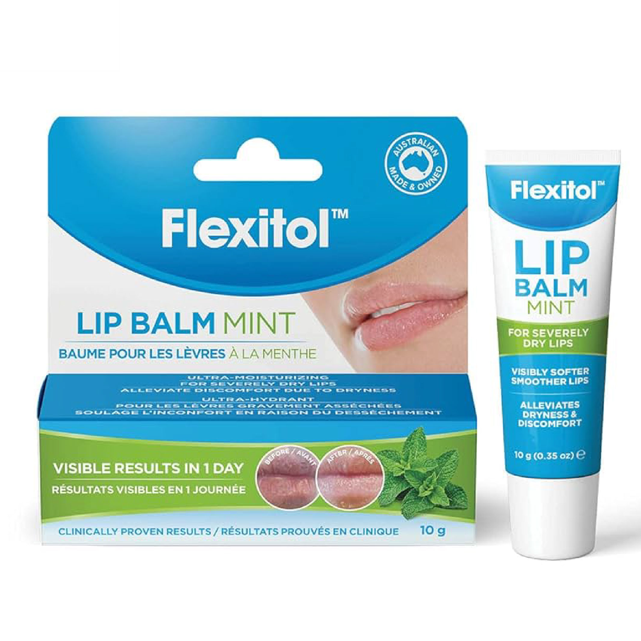 Flexitol, Lip Balm Mint Intensive Lip Repair, Soothing lip balm for dry lips, 10g