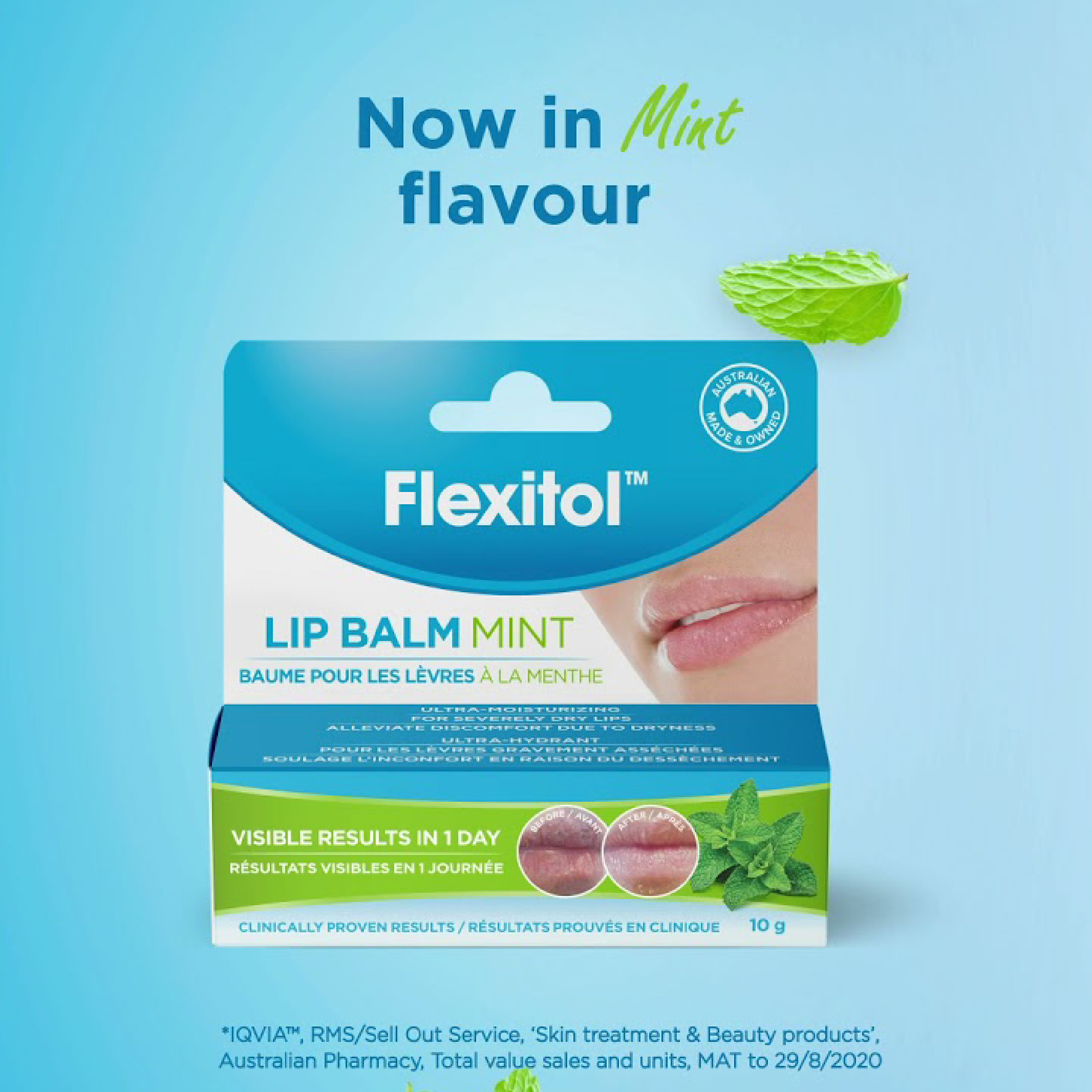 Flexitol, Lip Balm Mint Intensive Lip Repair, Soothing lip balm for dry lips, 10g