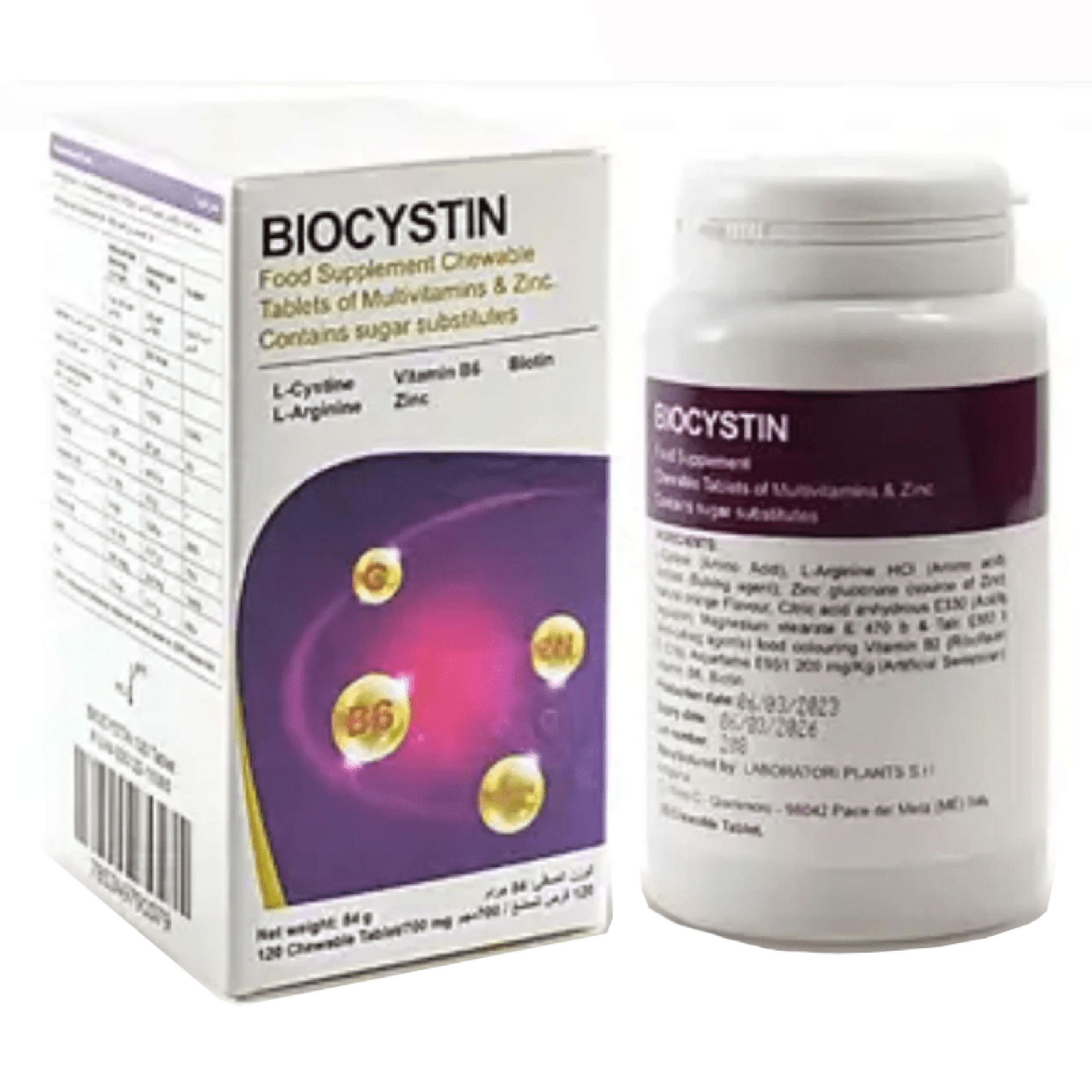 Biocystine, Chewable Amino Acid Supplement Tablets, Nutritional amino acid supplement, 120 tablets