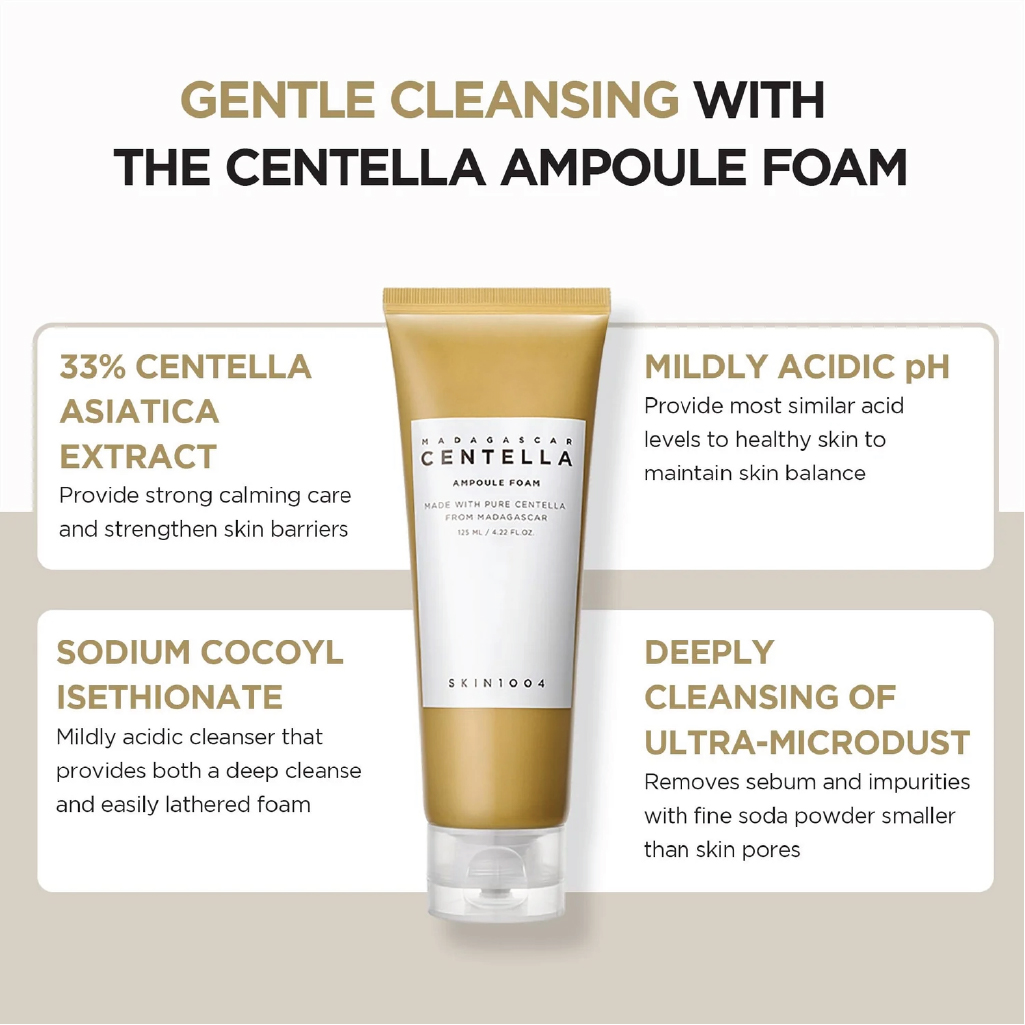 Skin1004, Madagascar Centella Probio-Cica Ampoule Foam, Purifying foam cleanser for sensitive skin, 125ml